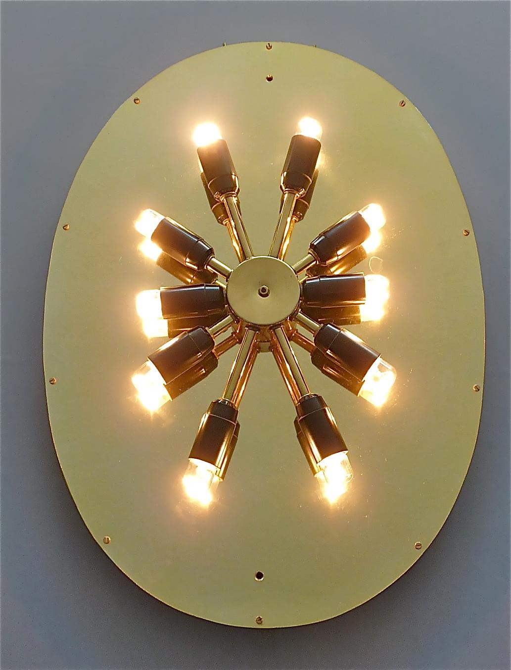 Grand miroir ovale rétroéclairé à fleurs Palwa en cristal doré signé Lobmeyr, 1970  en vente 4