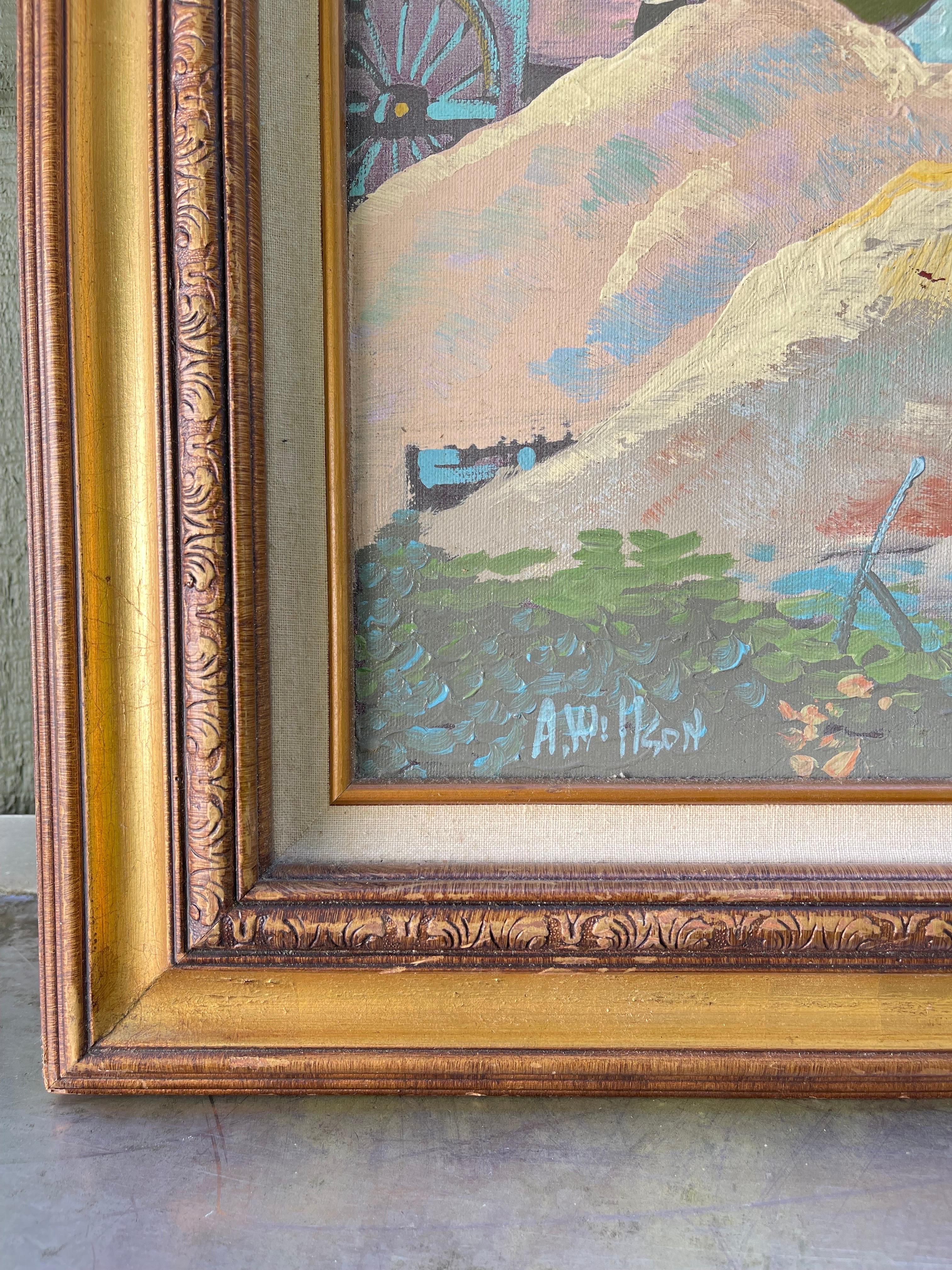 Quadro di grandi dimensioni firmato raffigurante un lago in riva al mare in vendita 8