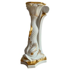 Signed Large Porcelain Pedestal Gold Fish by Carroro Vittorio Made in Italy