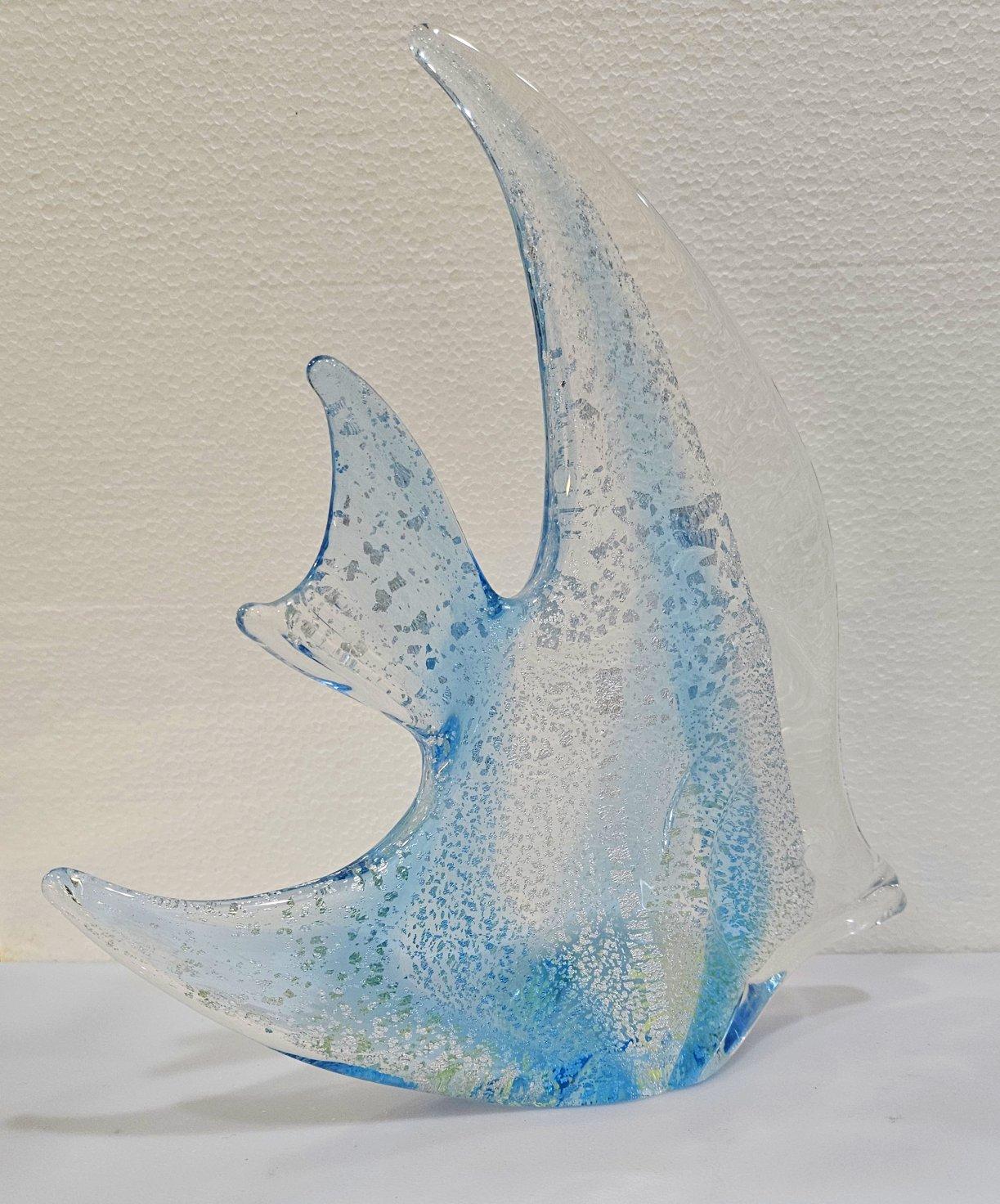 Scultura di pesce in vetro soffiato con infusione di foglie d'argento, Josef Marcolin, firmata, dieci pollici. in vendita 3