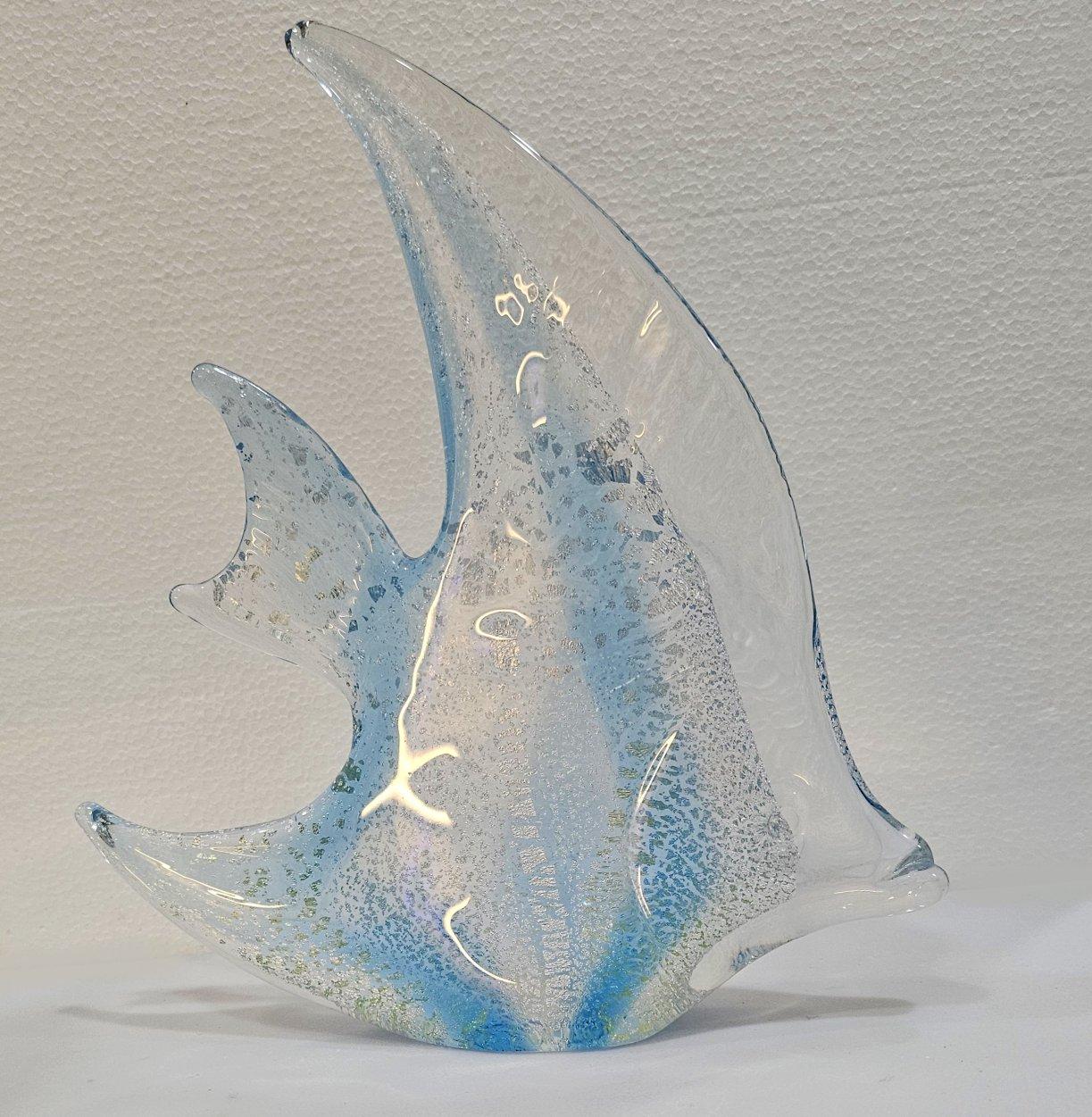 Scultura di pesce in vetro soffiato con infusione di foglie d'argento, Josef Marcolin, firmata, dieci pollici. in vendita 4