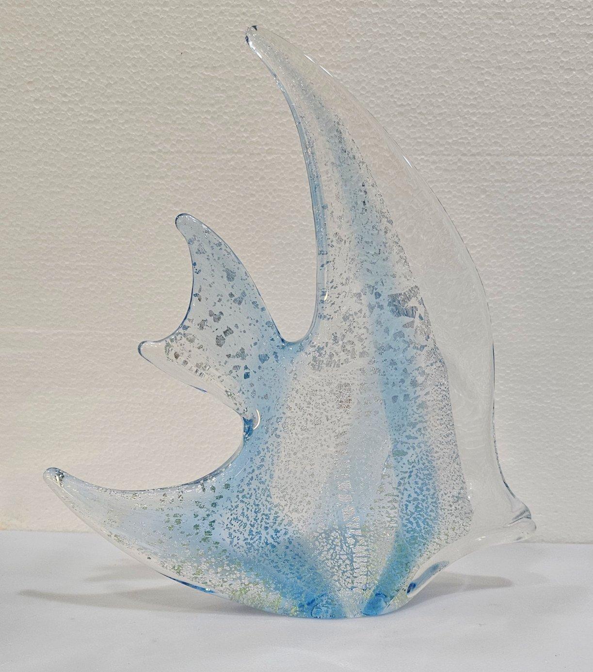 Scultura di pesce in vetro soffiato con infusione di foglie d'argento, Josef Marcolin, firmata, dieci pollici. in vendita 2