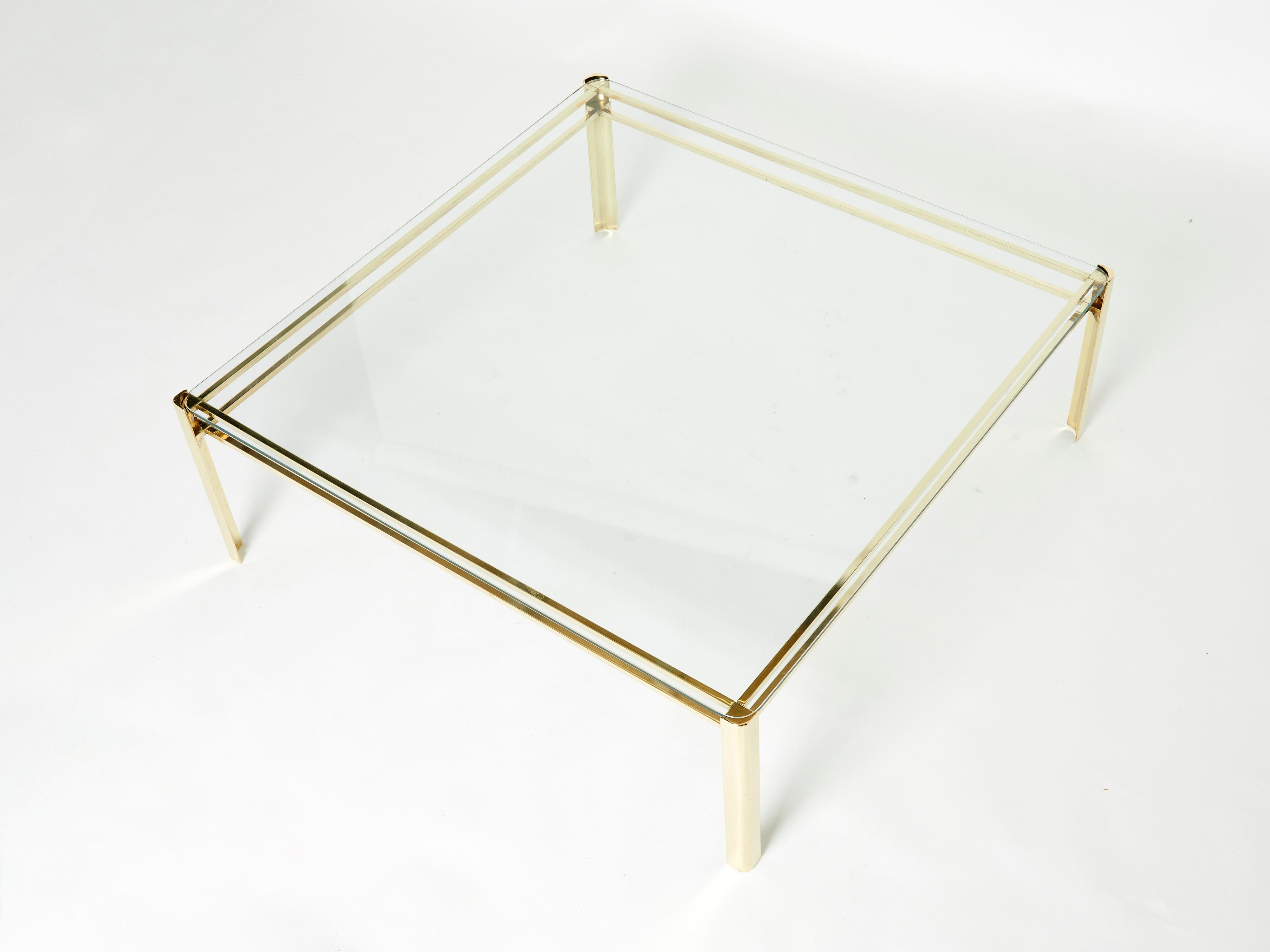 Mid-Century Modern Signed Large Square Bronze Coffee Table Jacques Quinet for Broncz, 1960s For Sale