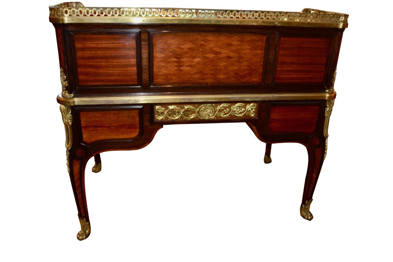 19th Century Signed Late 19thC Cylinder Desk After a Model by J-F Oeben