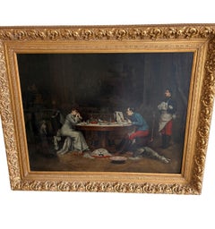 Peinture à l'huile signée Lawson dans un cadre en bois doré