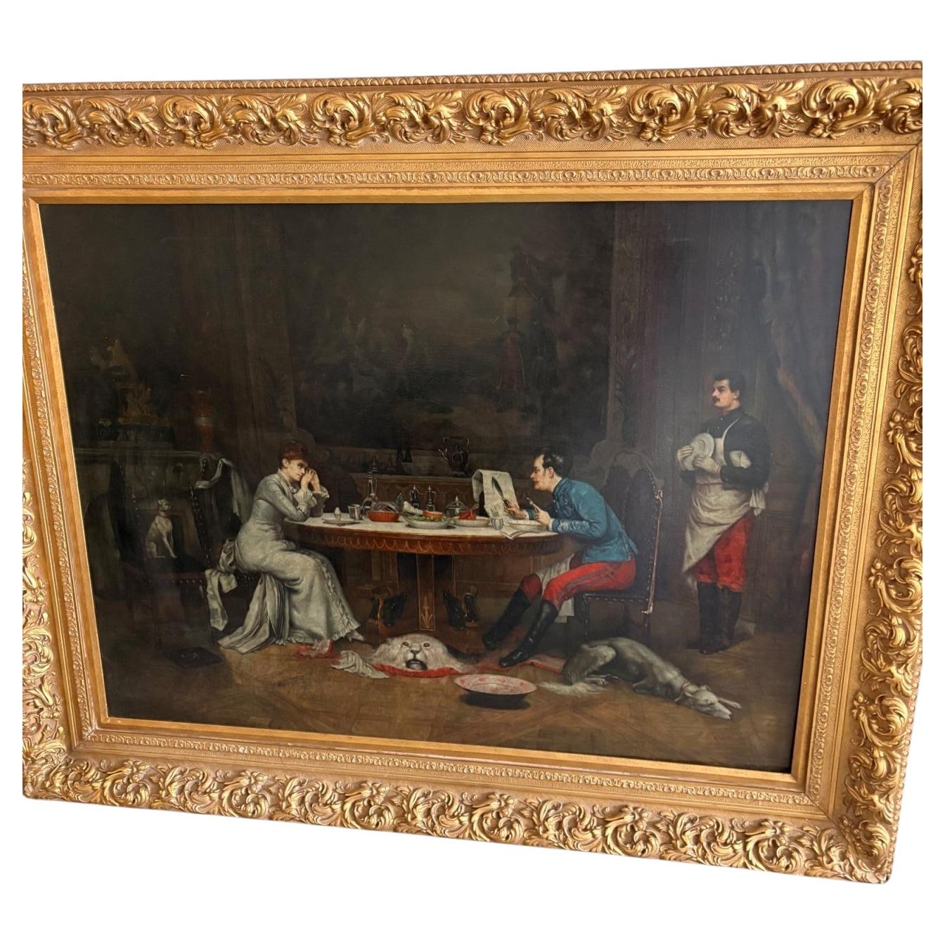 Signed Lawson Oil Painting In Gilt Wood Frame For Sale