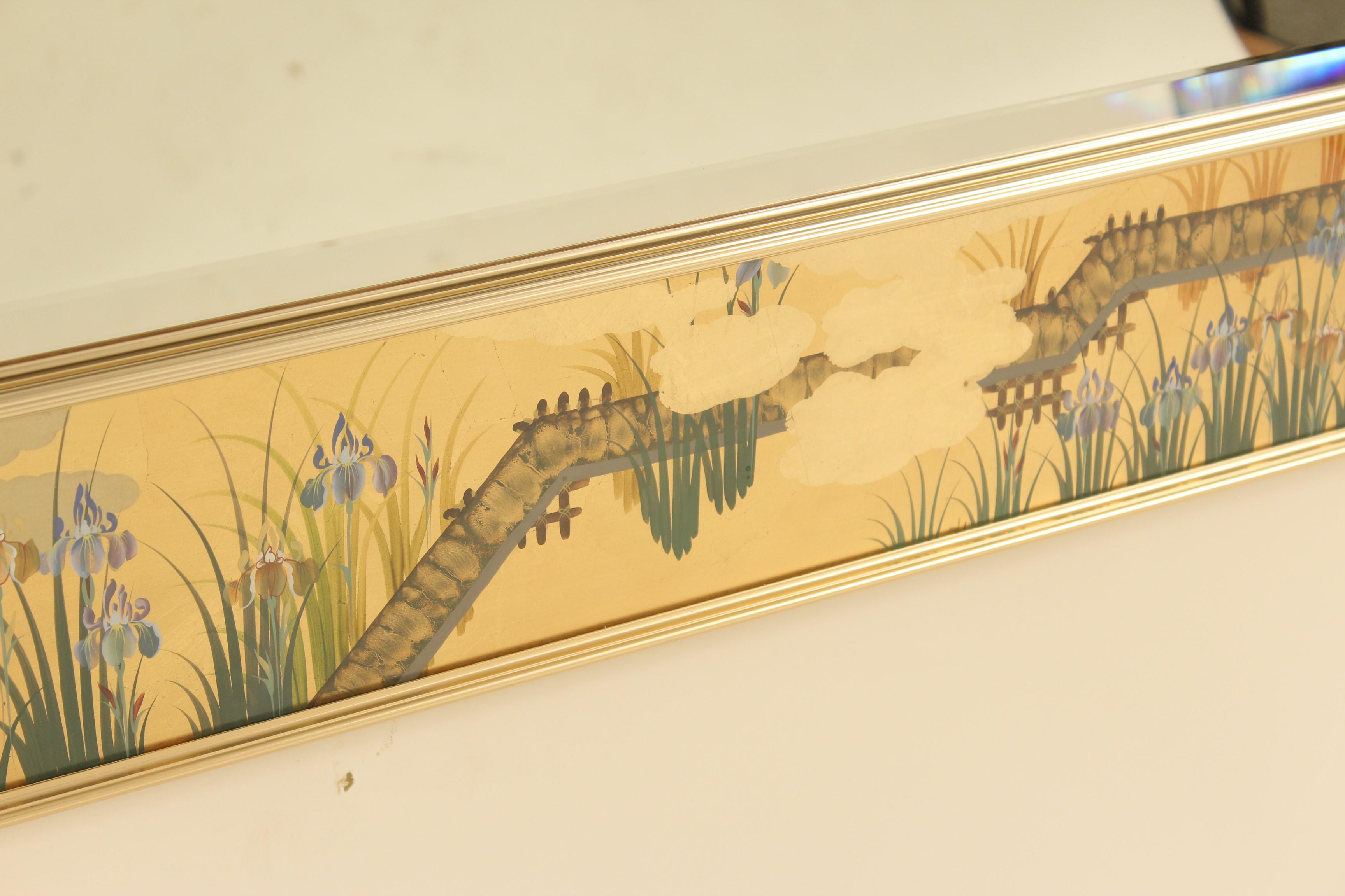 Le Barge chinoiserie style mirror signed C. Adams In Excellent Condition In Laguna Beach, CA