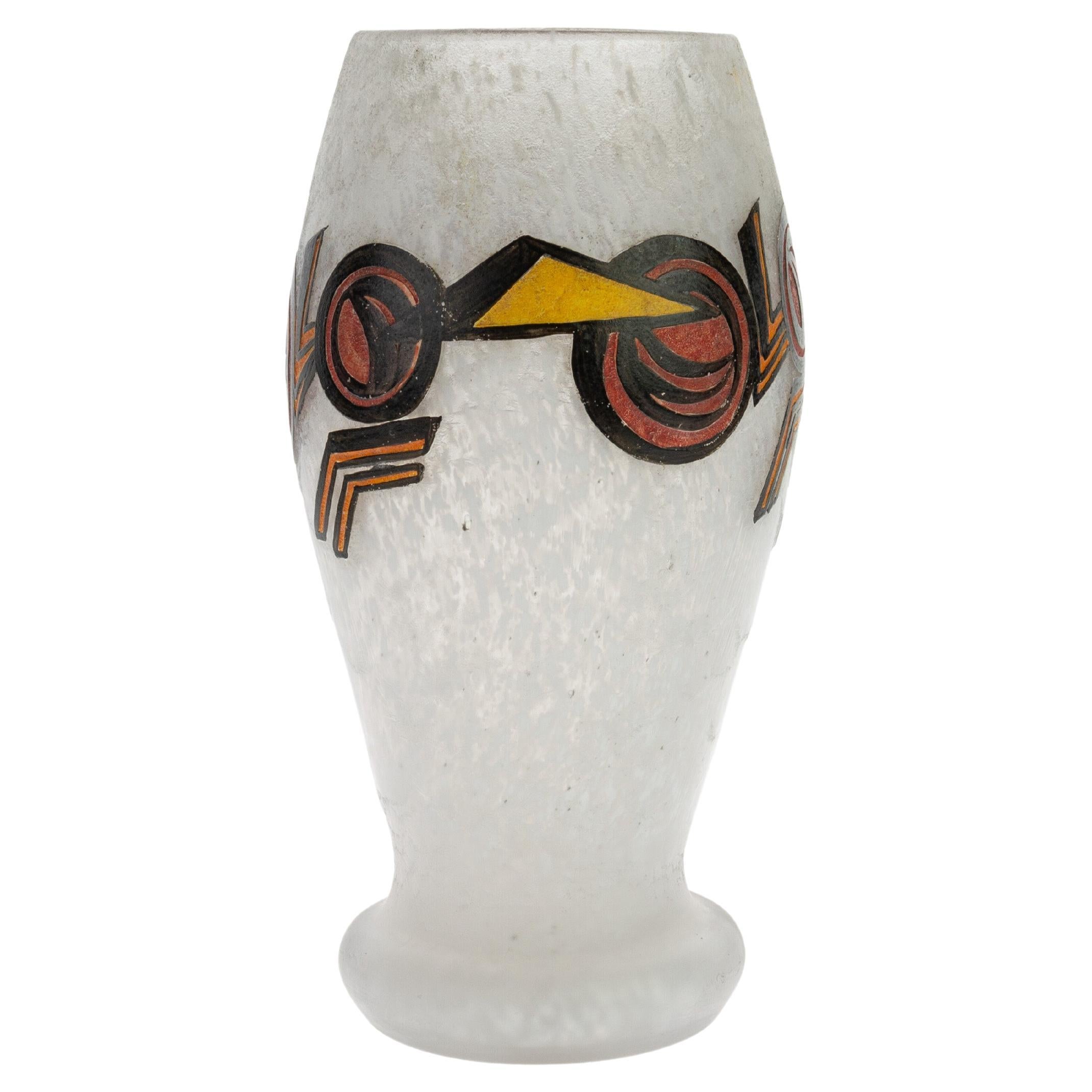 This striking signed Legras frosted glass French Art Deco cubist vase is a stunning example of the bold and innovative design that defined the Art Deco movement. Crafted by the renowned Legras Glassworks, this vase combines exquisite craftsmanship