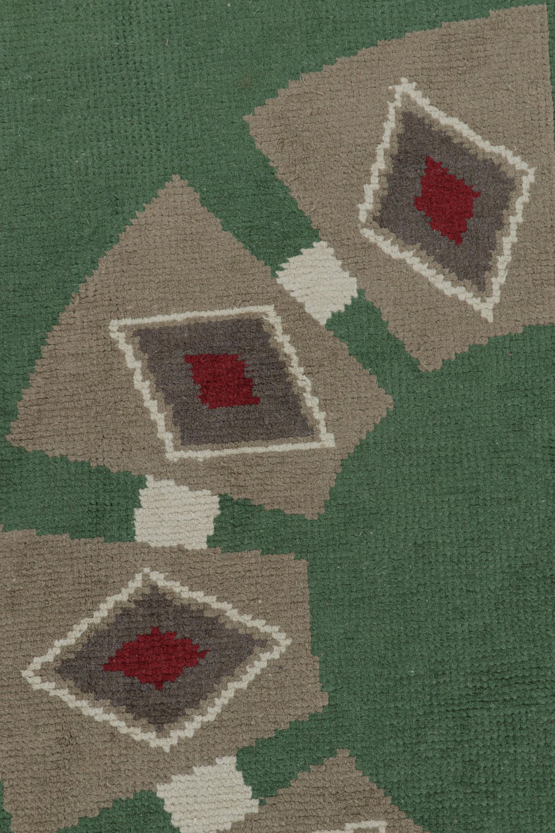 Hand-Knotted Signed Leleu Vintage French Art Deco Circle Rug with Medallion - Rug & Kilim For Sale