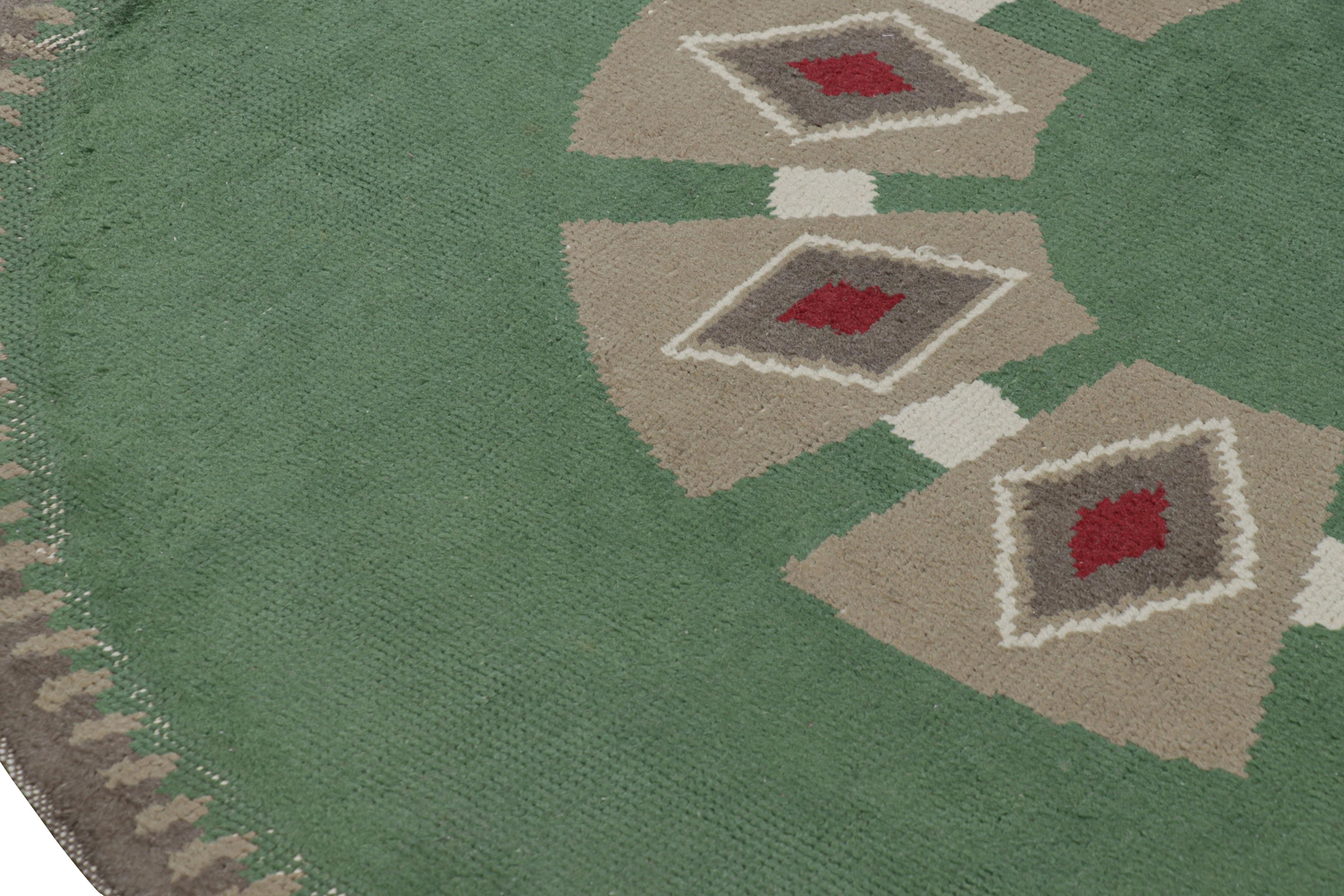 Wool Signed Leleu Vintage French Art Deco Circle Rug with Medallion - Rug & Kilim For Sale