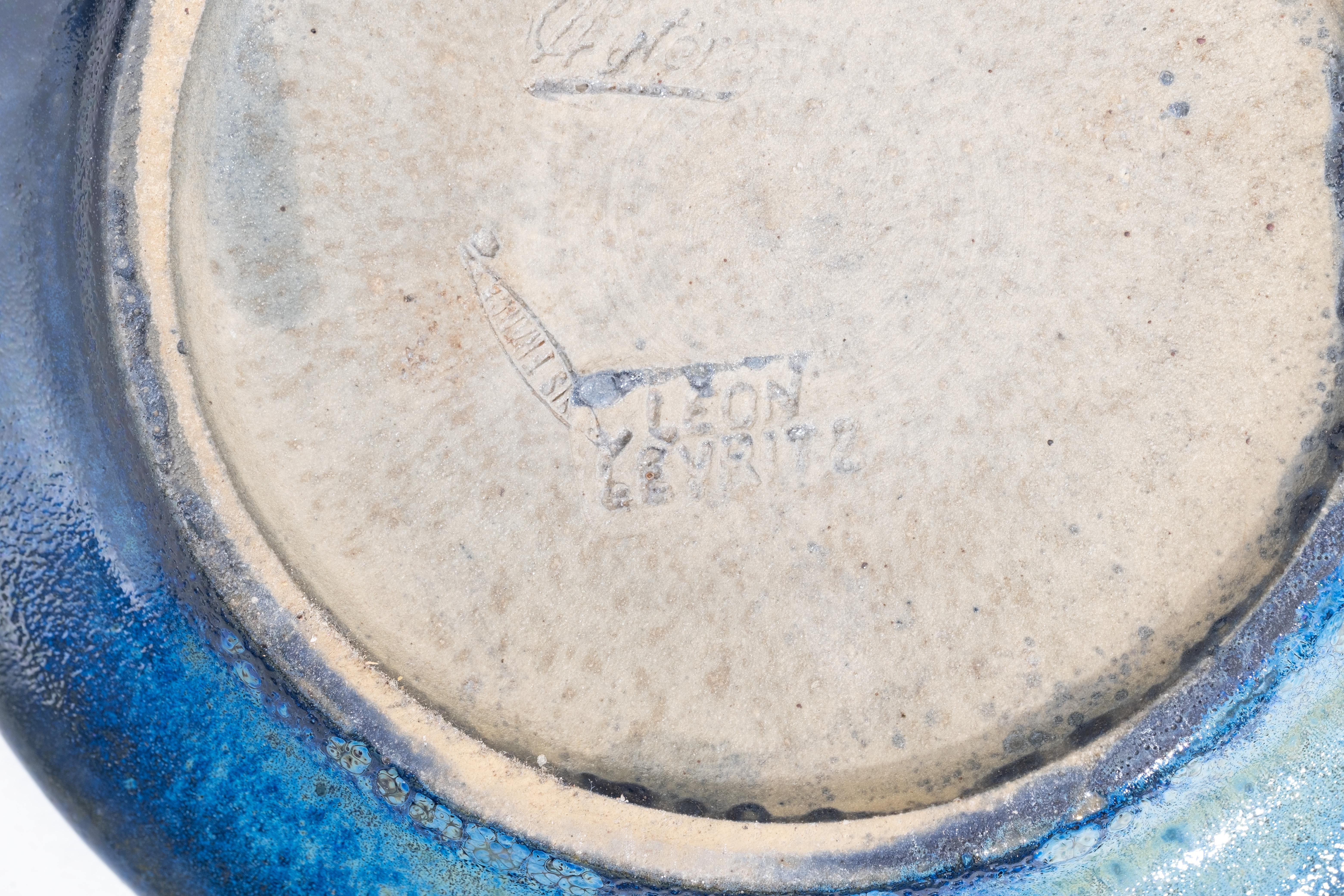 Service à thé signé Leon Leyritz, poterie d'art en grès émaillé en vente 2