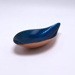 Signed Leon Statham Blue Enamel on Copper Bowl, circa 1950