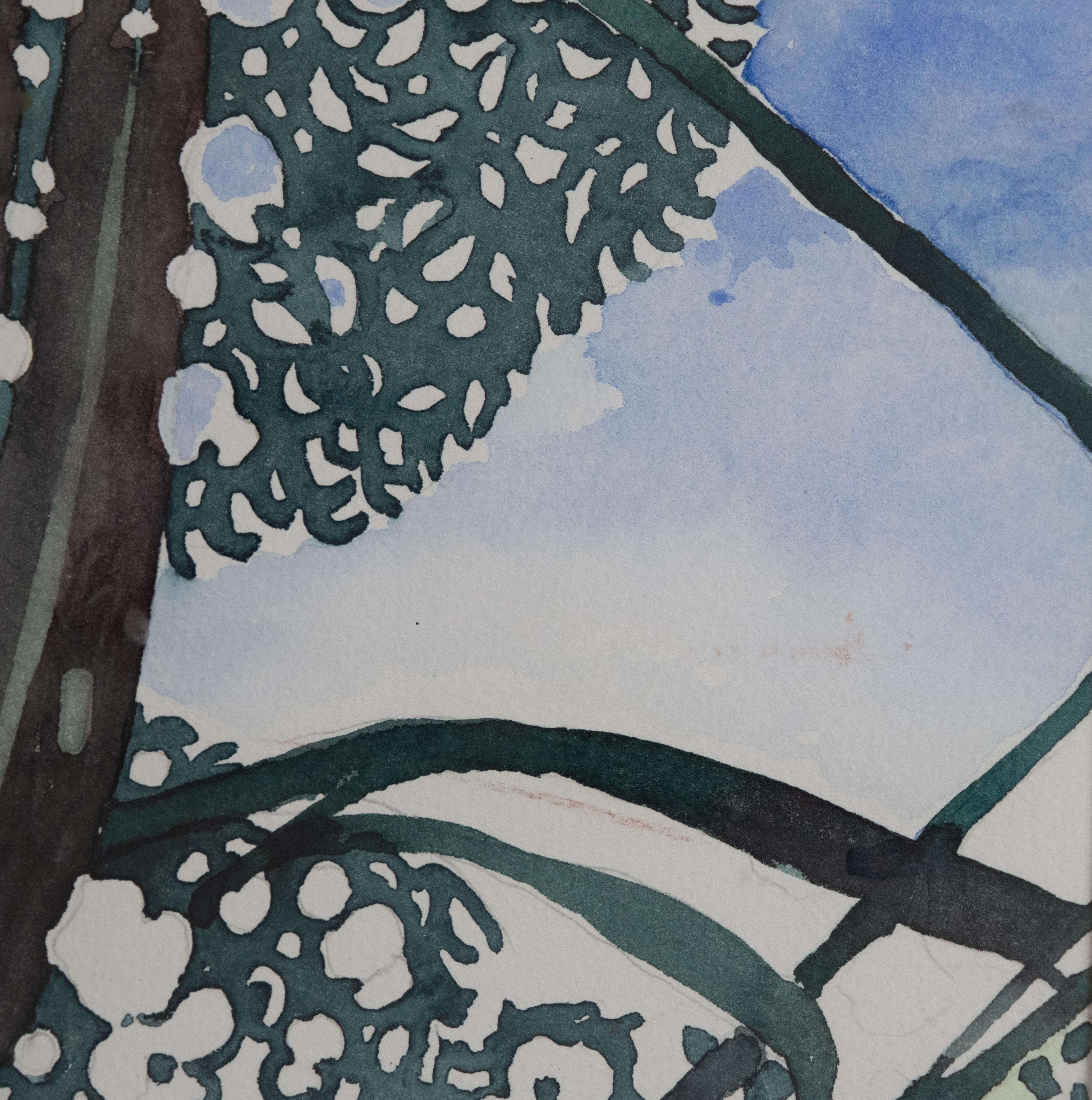 20th Century Signed Lester C. Pancoast 'Rococo', Watercolor on Paper