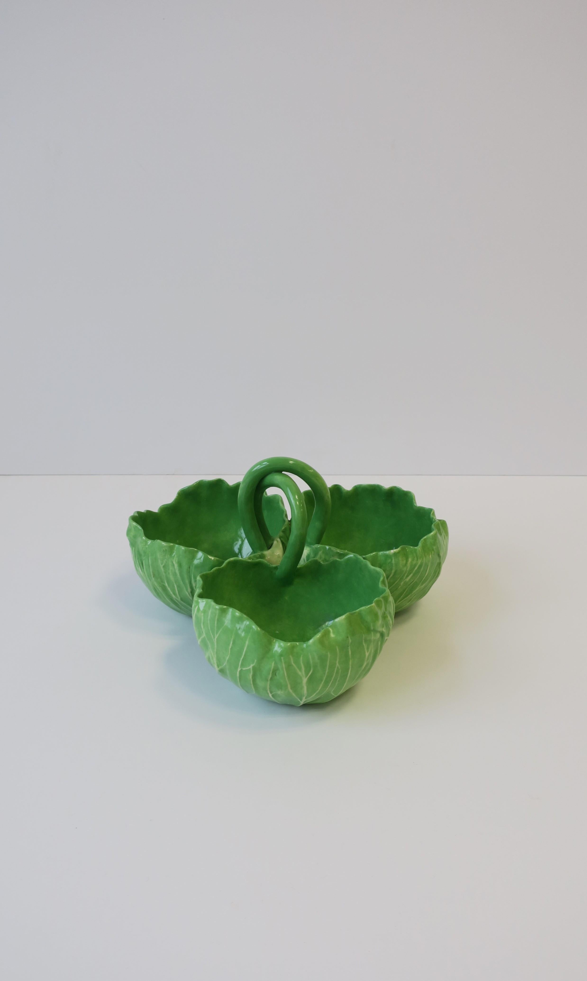 Glazed Signed Lettuceware Pottery Dish by Designer Dodie Thayer