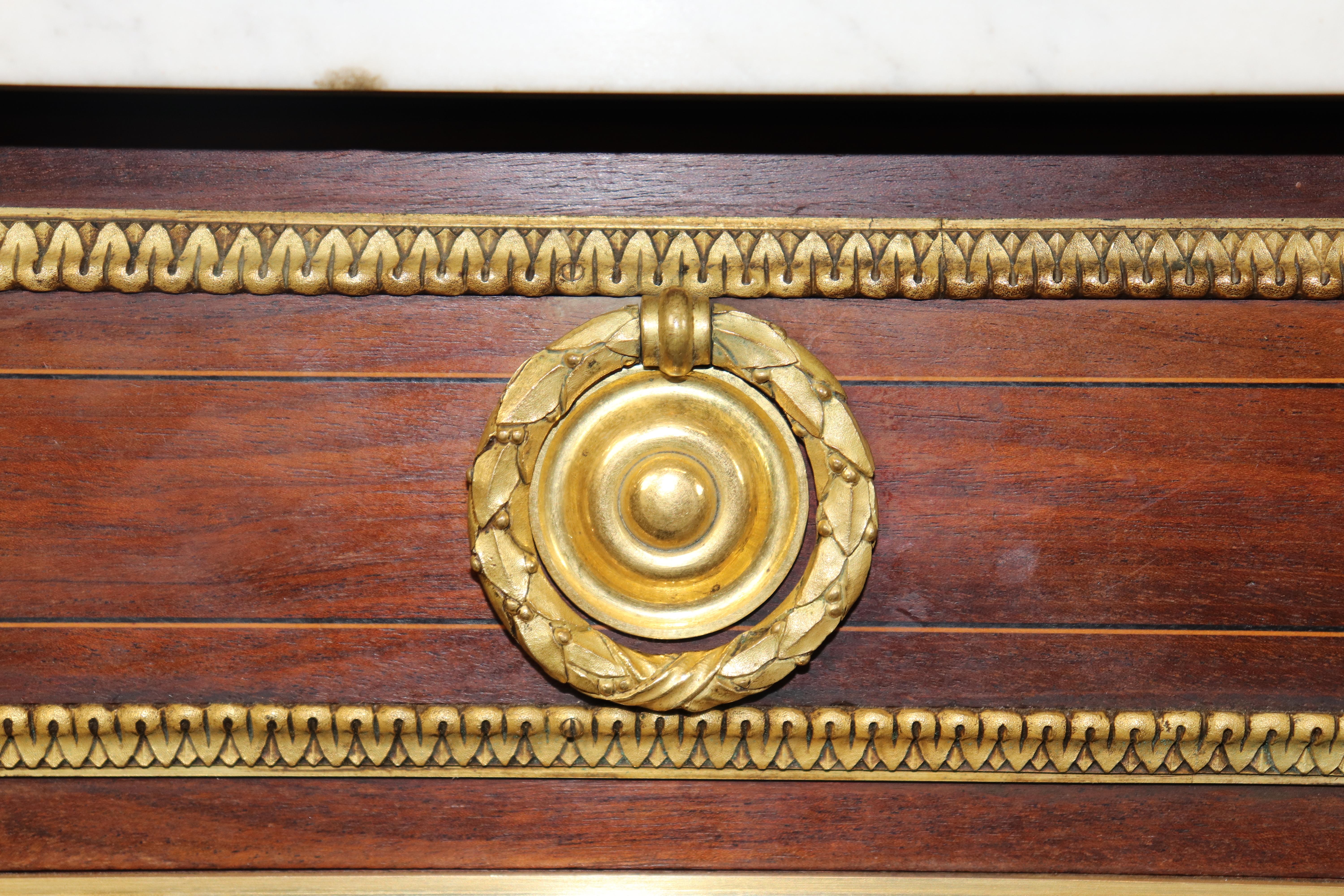 Firmato Lexcellent Superb Quality Louis XV Inlaid Marble Top Commode in vendita 3