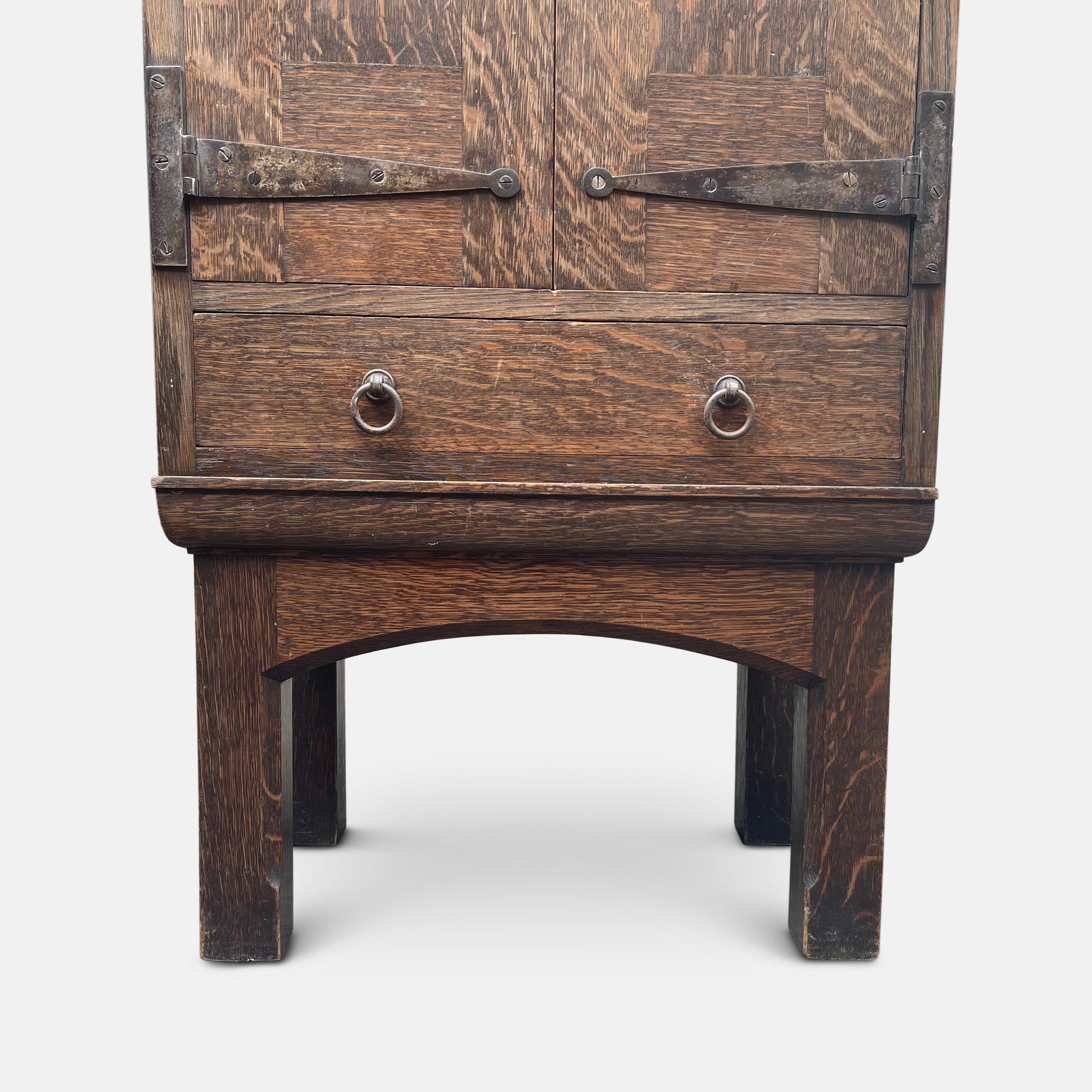 Signed Liberty & Co. Oak Arts and Crafts Cabinet For Sale 1