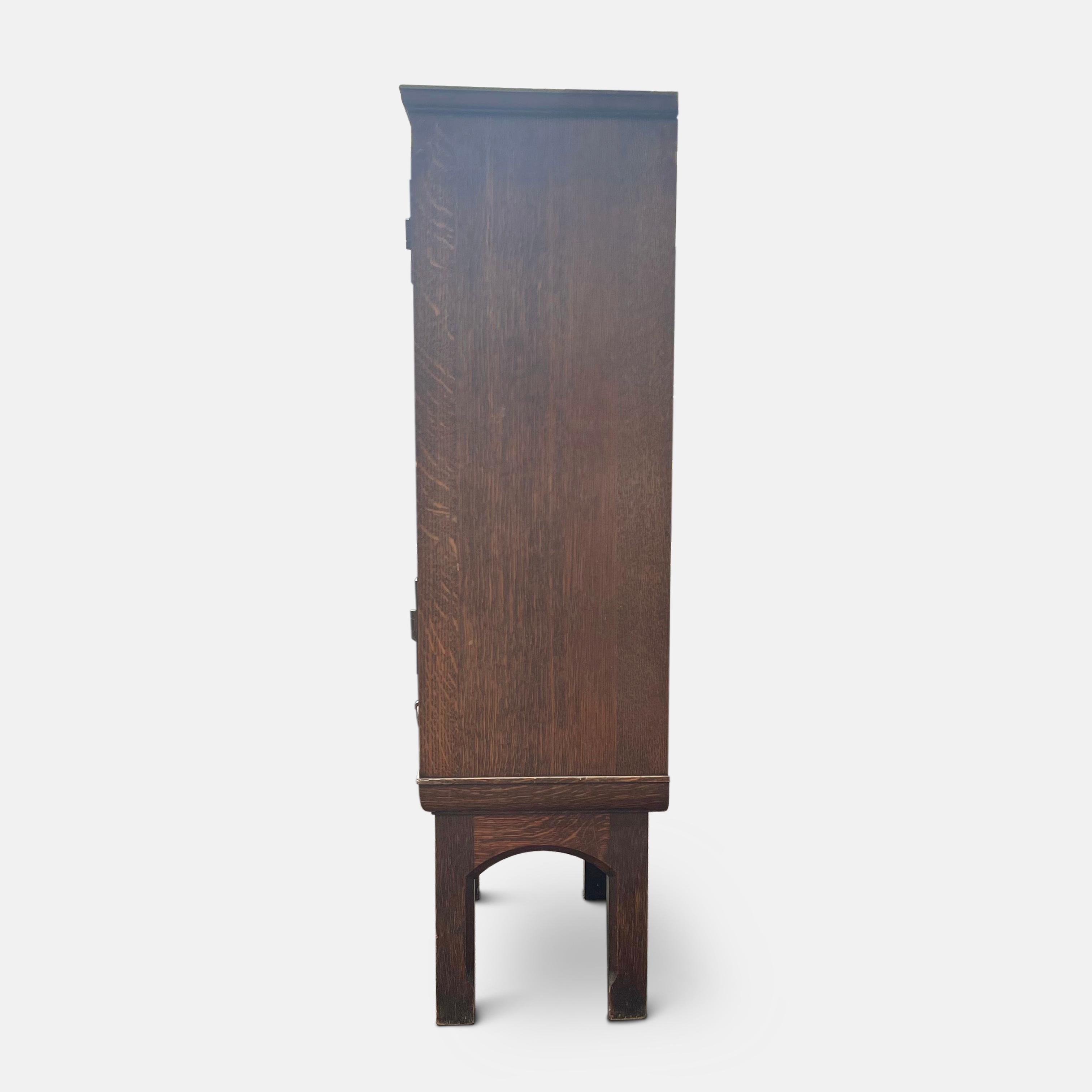 Signed Liberty & Co. Oak Arts and Crafts Cabinet For Sale 2