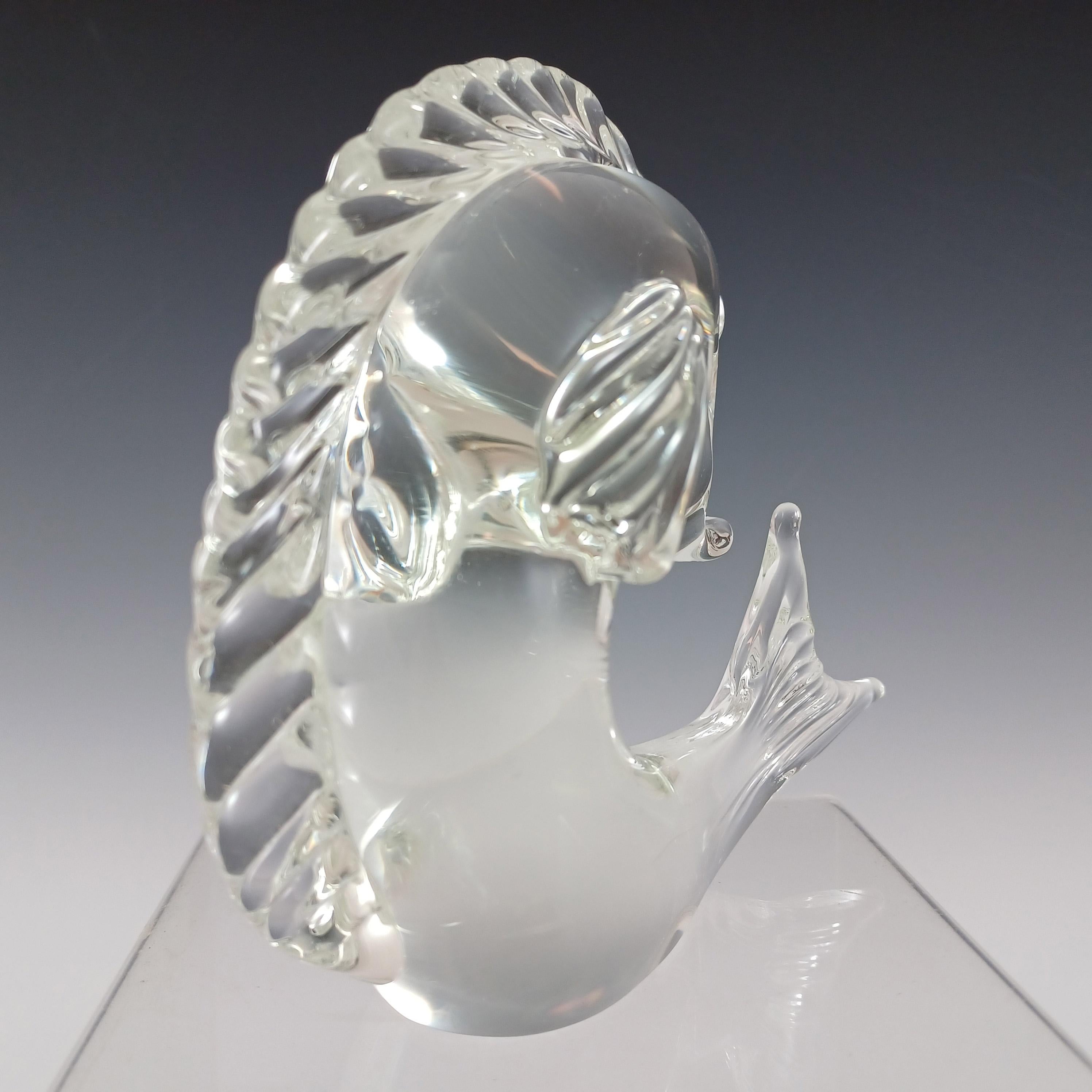Scultura di pesce in vetro trasparente di Murano firmata da Licio Zanetti In condizioni buone in vendita a Bolton, GB
