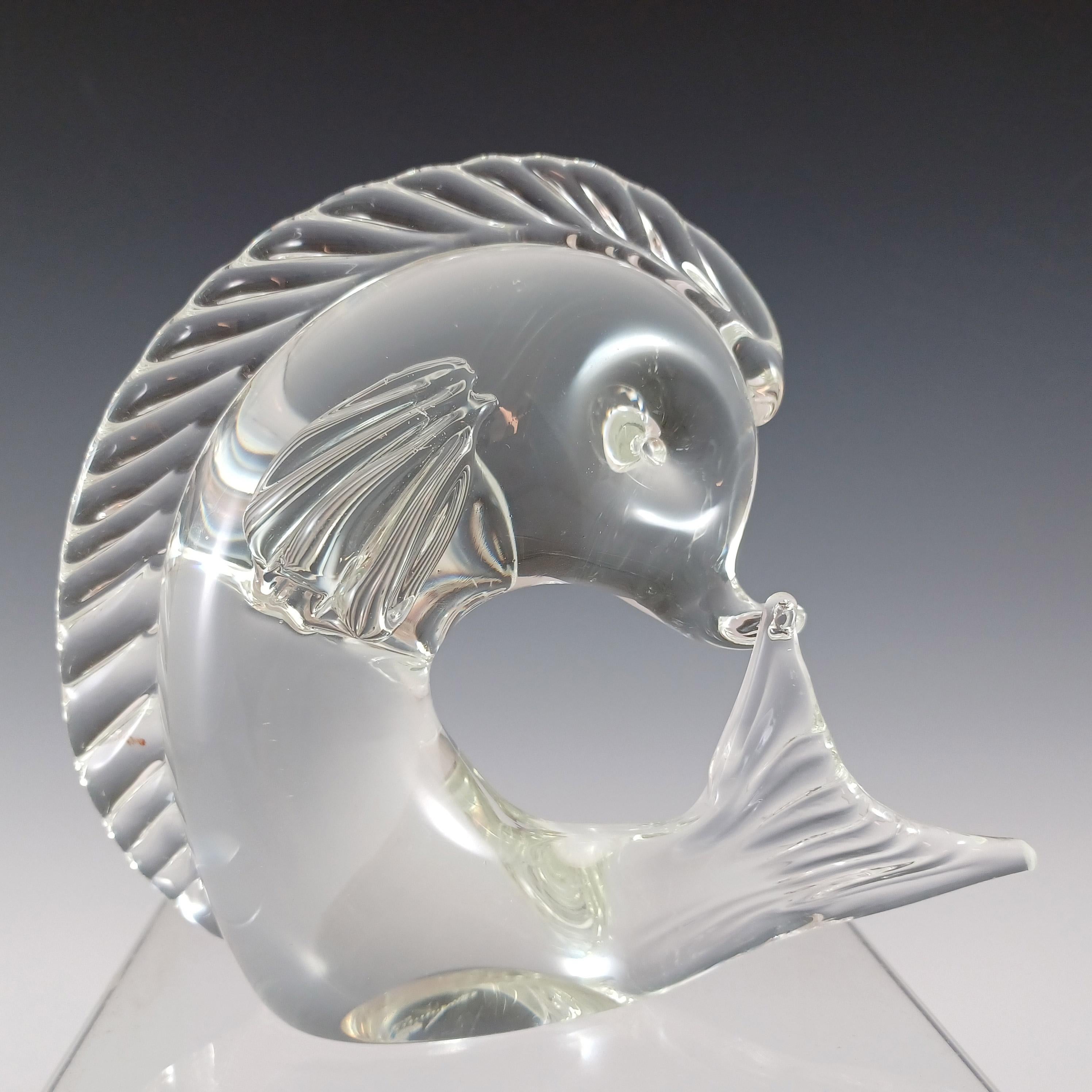 XX secolo Scultura di pesce in vetro trasparente di Murano firmata da Licio Zanetti in vendita