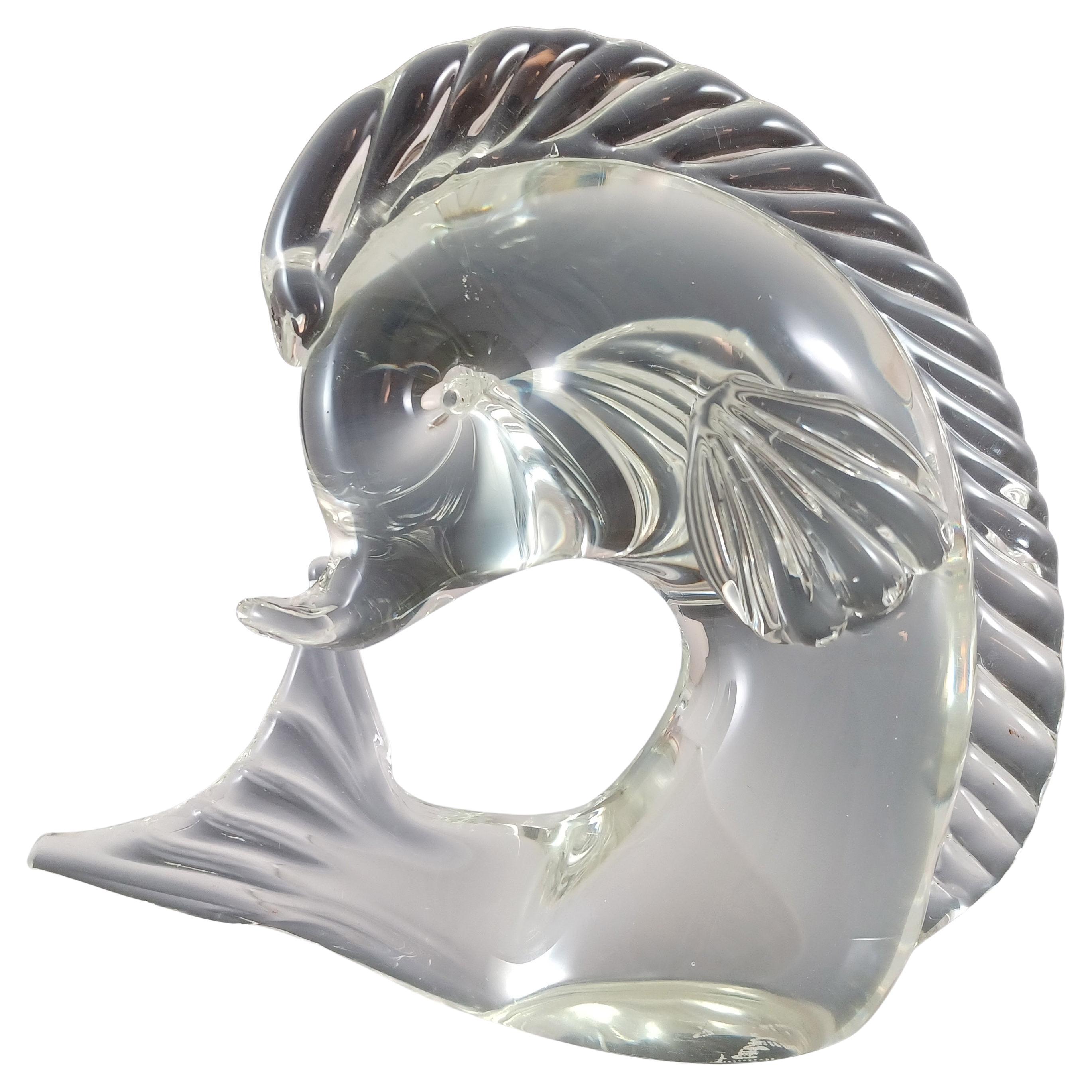 SIGNED Licio Zanetti Murano Clear Glass Fish Sculpture