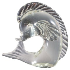 SIGNED Licio Zanetti Murano Clear Glass Fish Sculpture