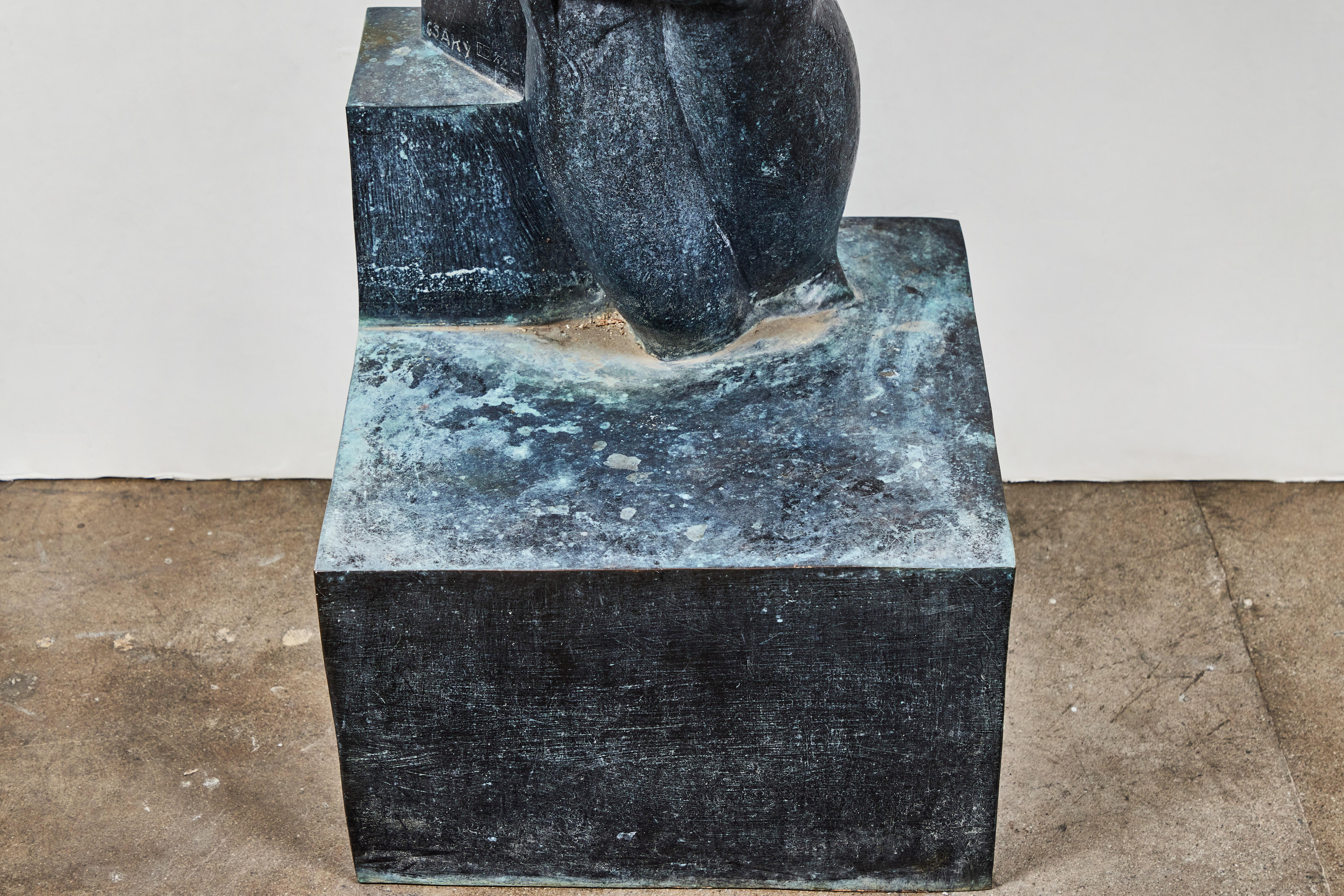 Signed, Life-Sized, Abstract Figurative, Bronze Sculpture In Good Condition In Newport Beach, CA