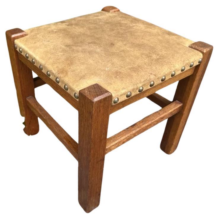 Signed" LIFETIME " Arts & Crafts Foot Stool - Stickley Era #W7163 For Sale