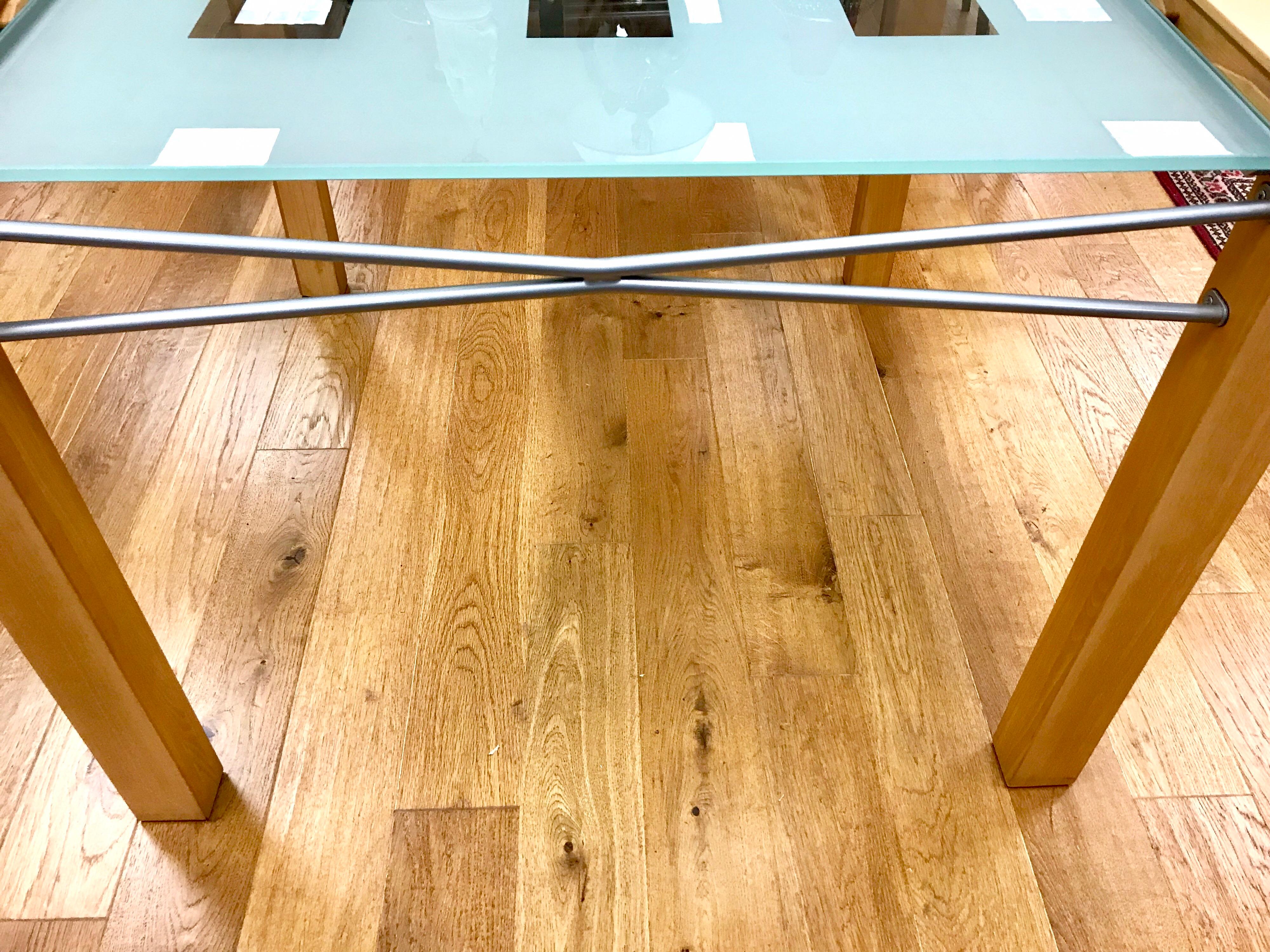 Mid-Century Modern Signé Ligne Roset Table de salle à manger extensible en verre Extensia