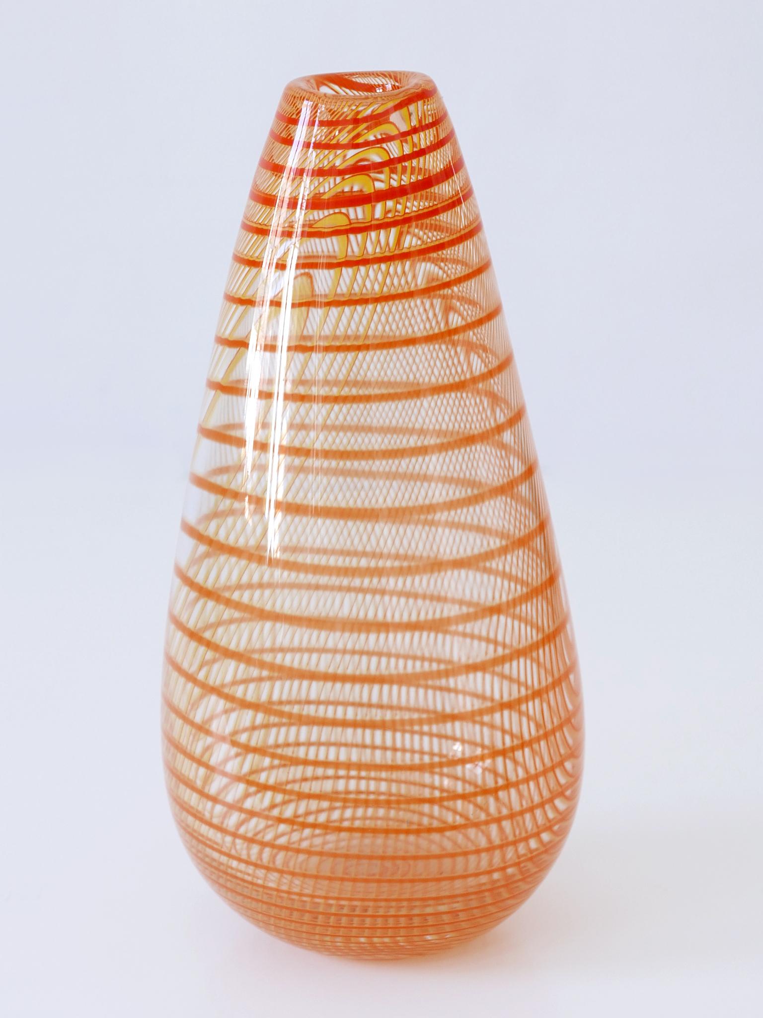 Signed & Limited Edition Art Glass Vase by Olle Brozén for Kosta Boda Sweden For Sale 4