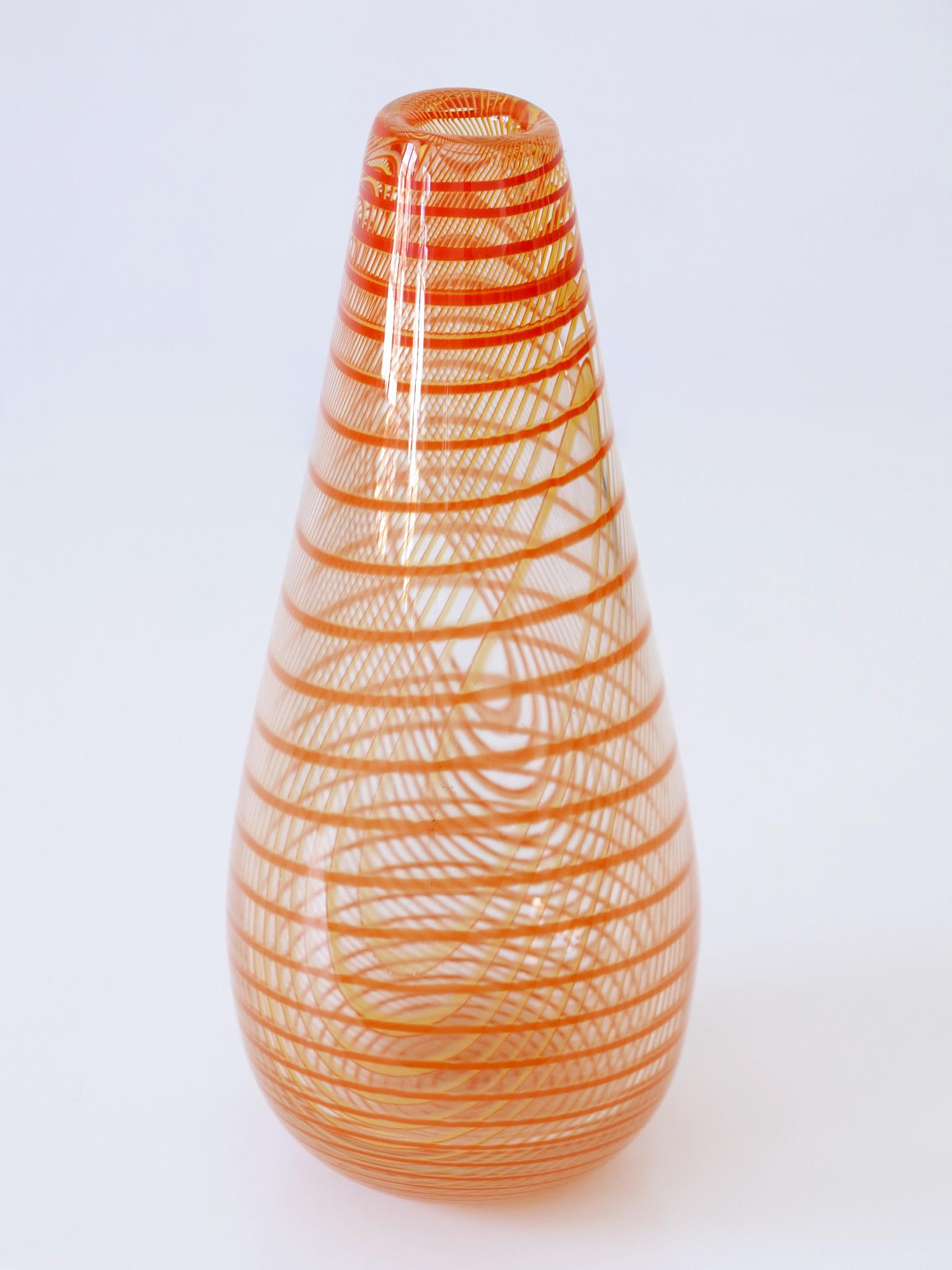 Signed & Limited Edition Art Glass Vase by Olle Brozén for Kosta Boda Sweden For Sale 6