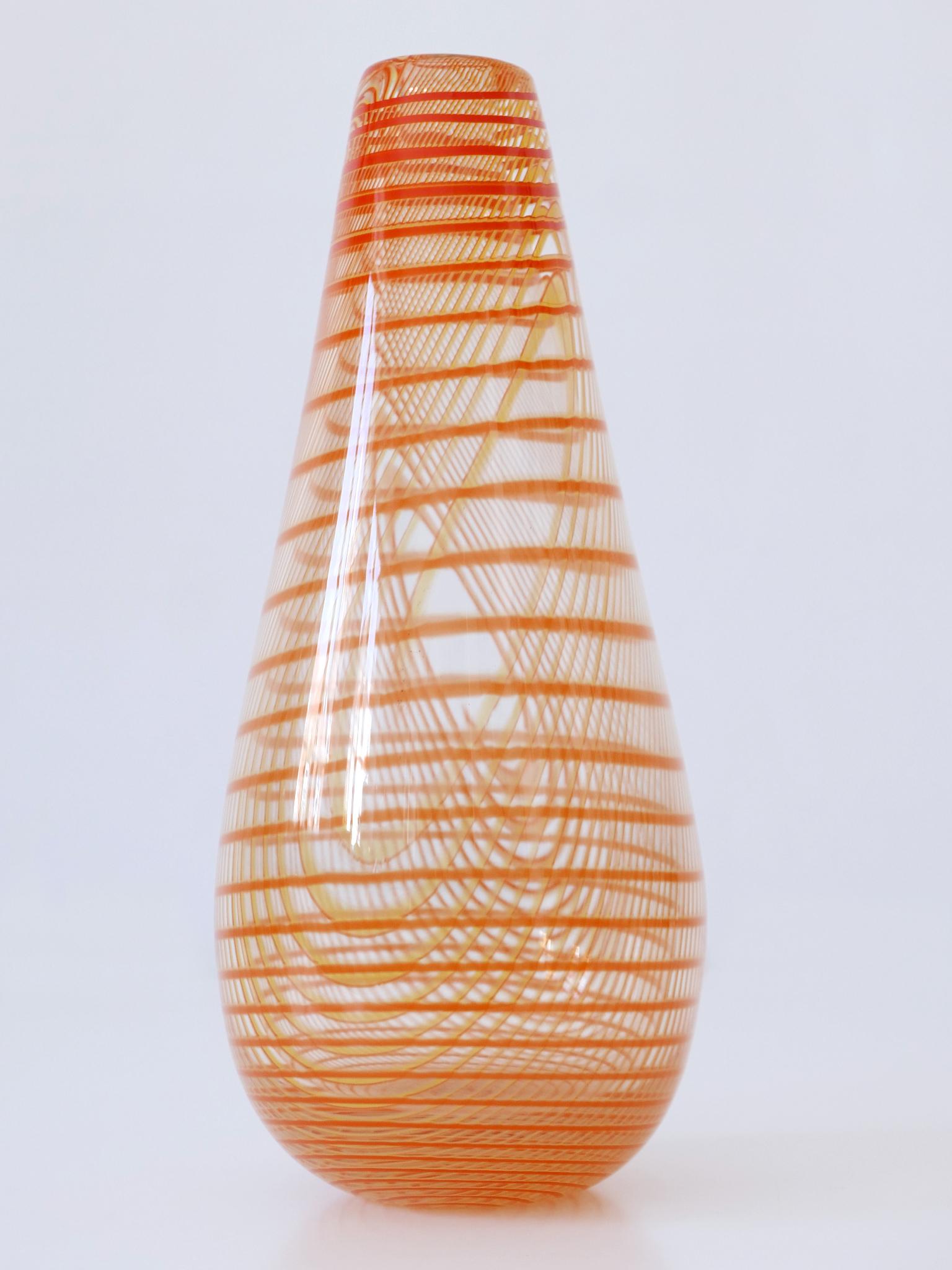 Swedish Signed & Limited Edition Art Glass Vase by Olle Brozén for Kosta Boda Sweden For Sale