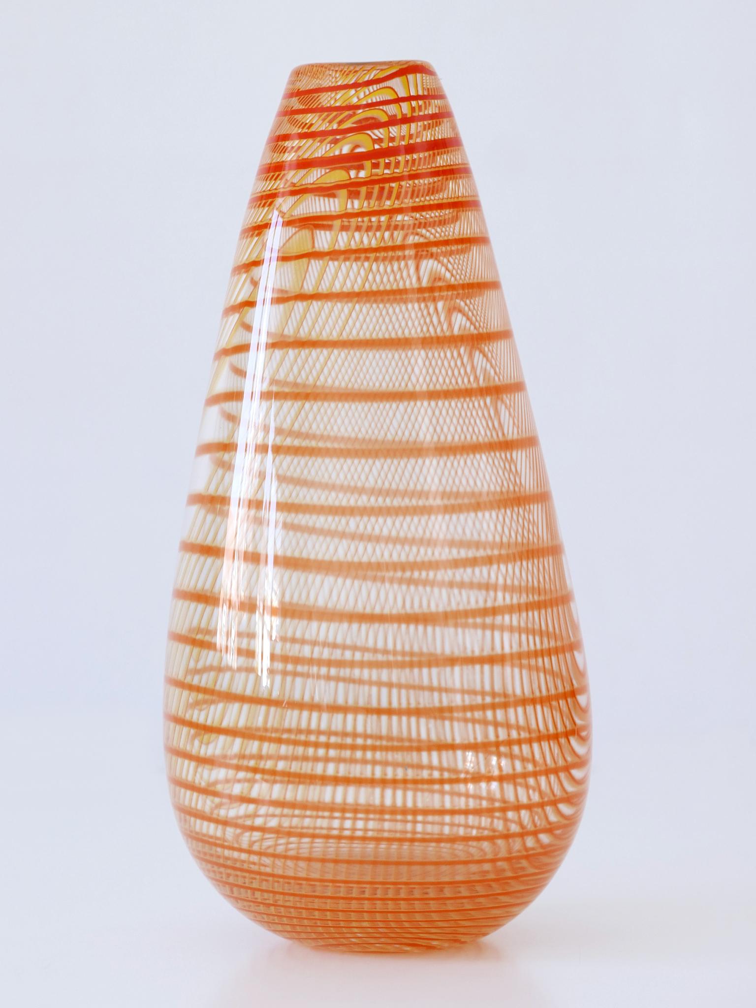 Signed & Limited Edition Art Glass Vase by Olle Brozén for Kosta Boda Sweden For Sale 2