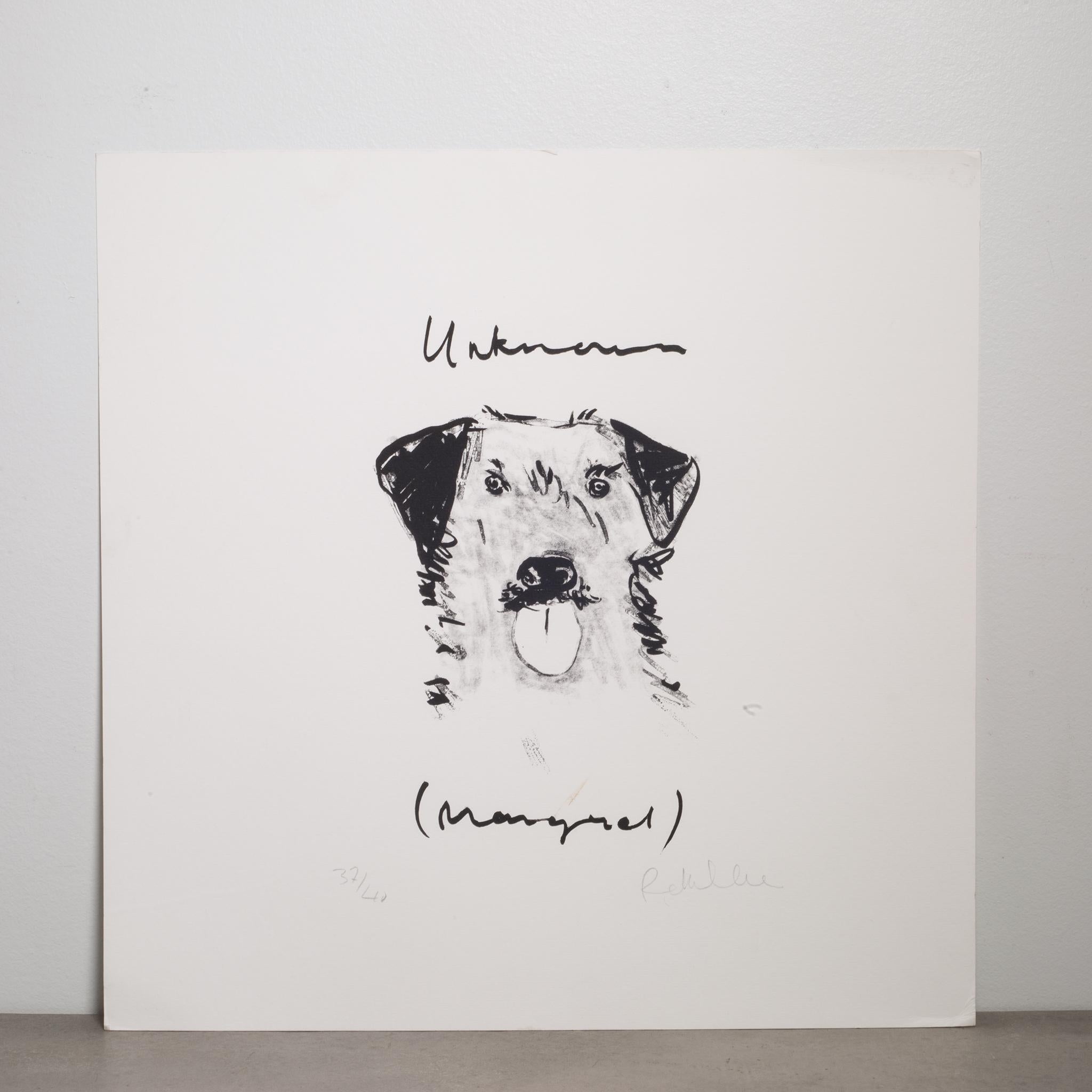 American Signed Limited Edition Lithograph of a Dog-Unframed