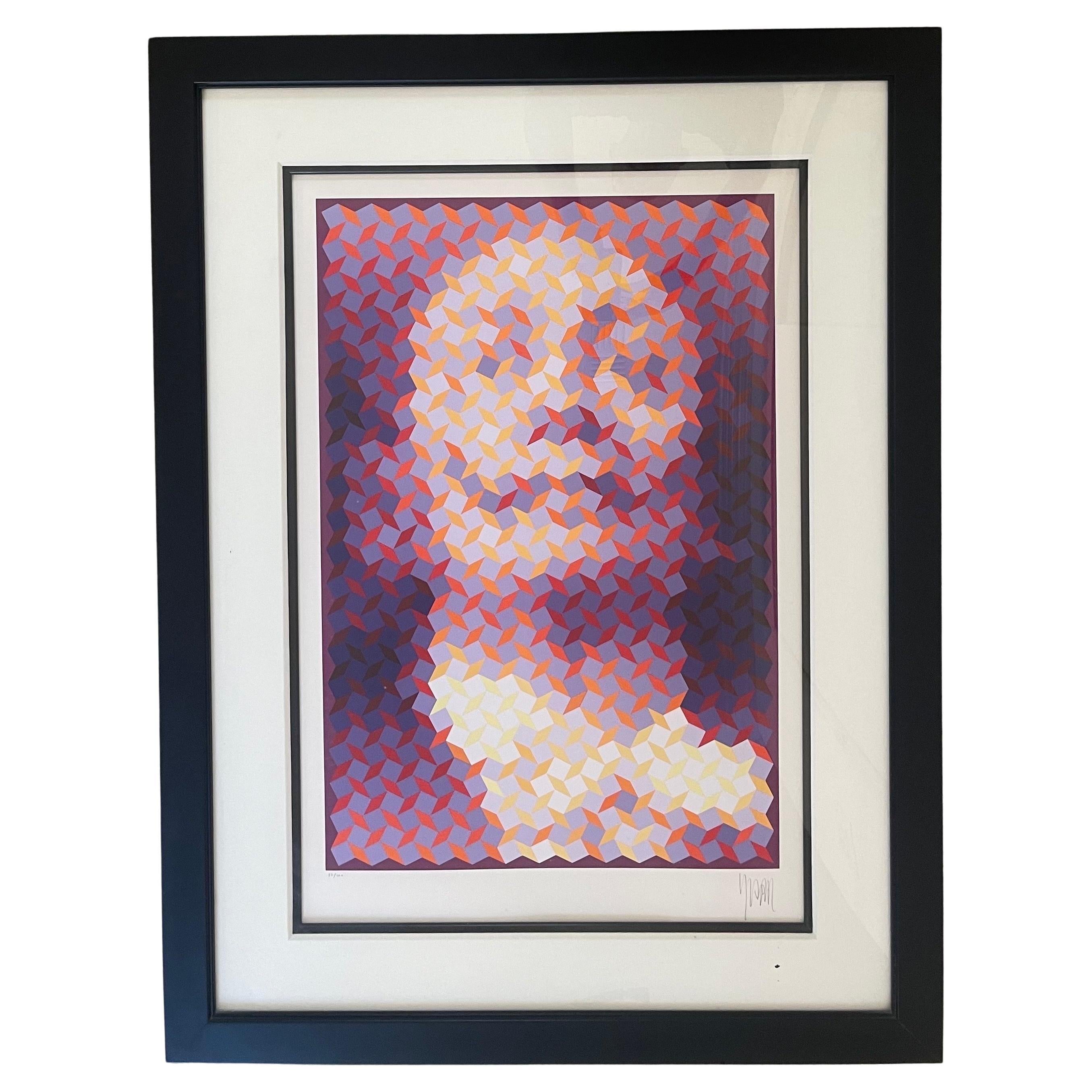 Signed Limited Edition Op Art Serigraph "Faces of Dali #6" by Yvaral