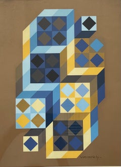 Serigraphie Op Art en édition limitée « Tridim-Gordes » signée Victor Vasarely