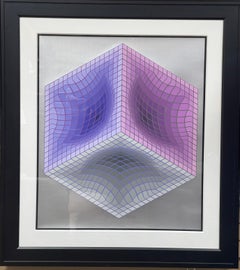 Signed Limited Edition Op Art Serigraph "Tridos" by Victor Vasarely
