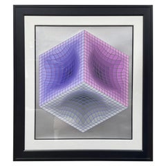 Signed Limited Edition Op Art Serigraph "Tridos" by Victor Vasarely