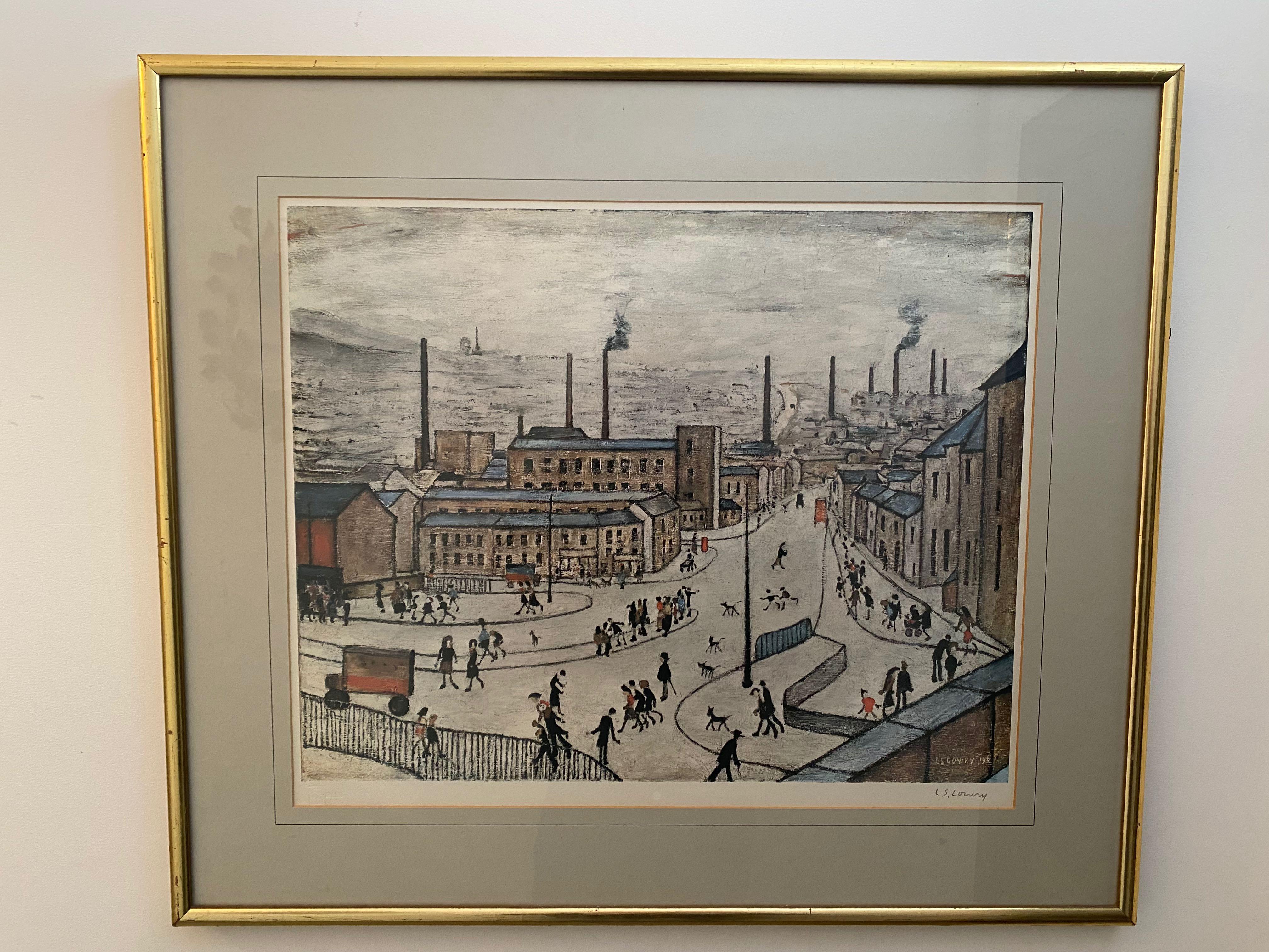 Huddersfield 1973

By Laurence Stephen Lowry RA (1887-1976)

Offset lithograph printed in colours on wove paper

Signed to the right in pencil

Edition of 850

Image size 46 x 57 cm

The Fine Art Trade Guild stamp to the bottom