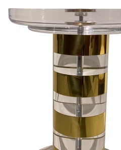 Signed Lion In Frost Lucite and Brass Dining Table Base Hollywood Regency Leon