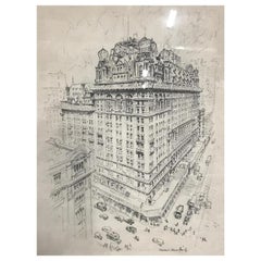 Signed Lithograph of a Cityscape, A New York City Building