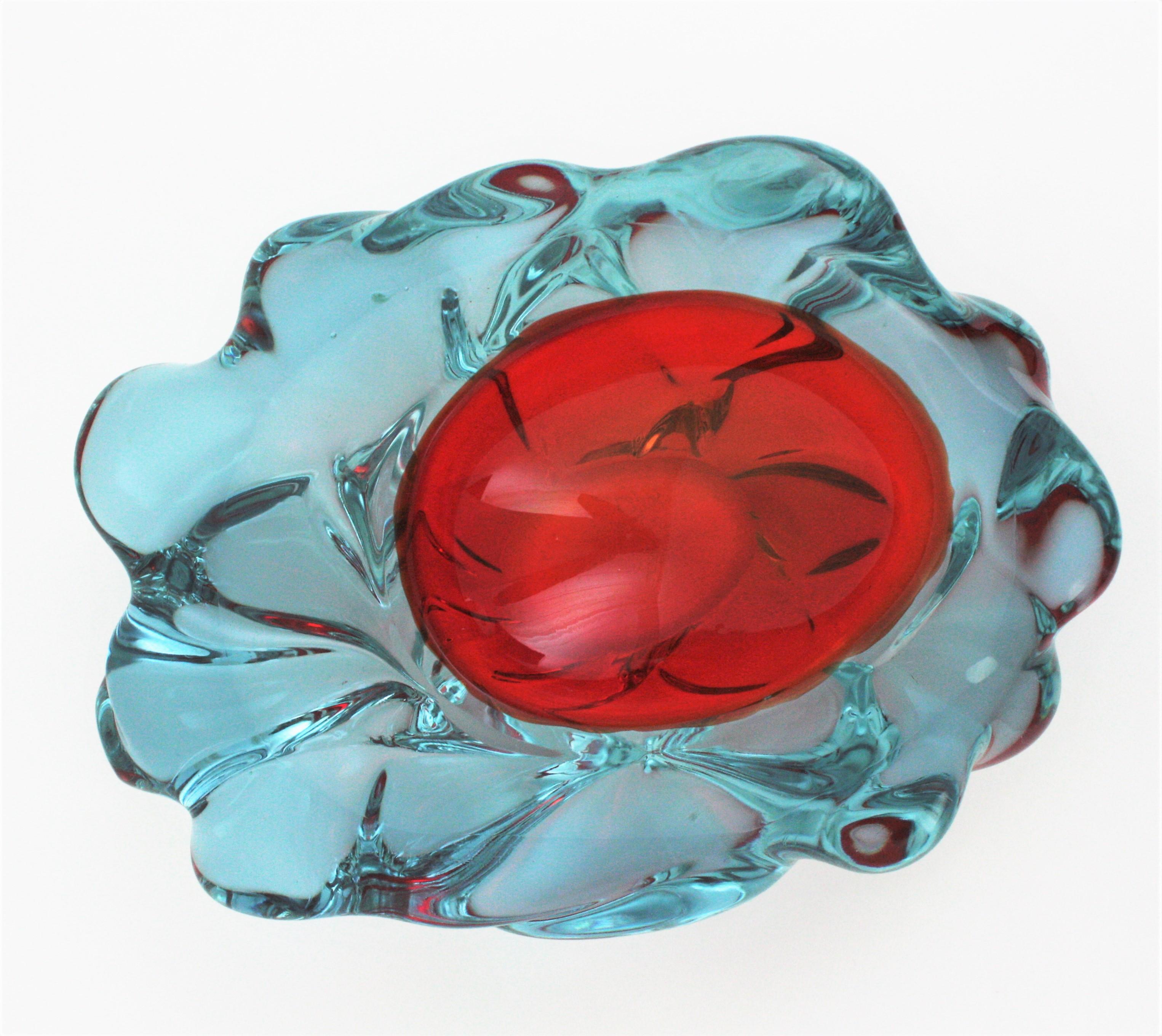 Livio Seguso Murano Lila Rot Blau Alexandrit Kunstglas Schale im Angebot 3
