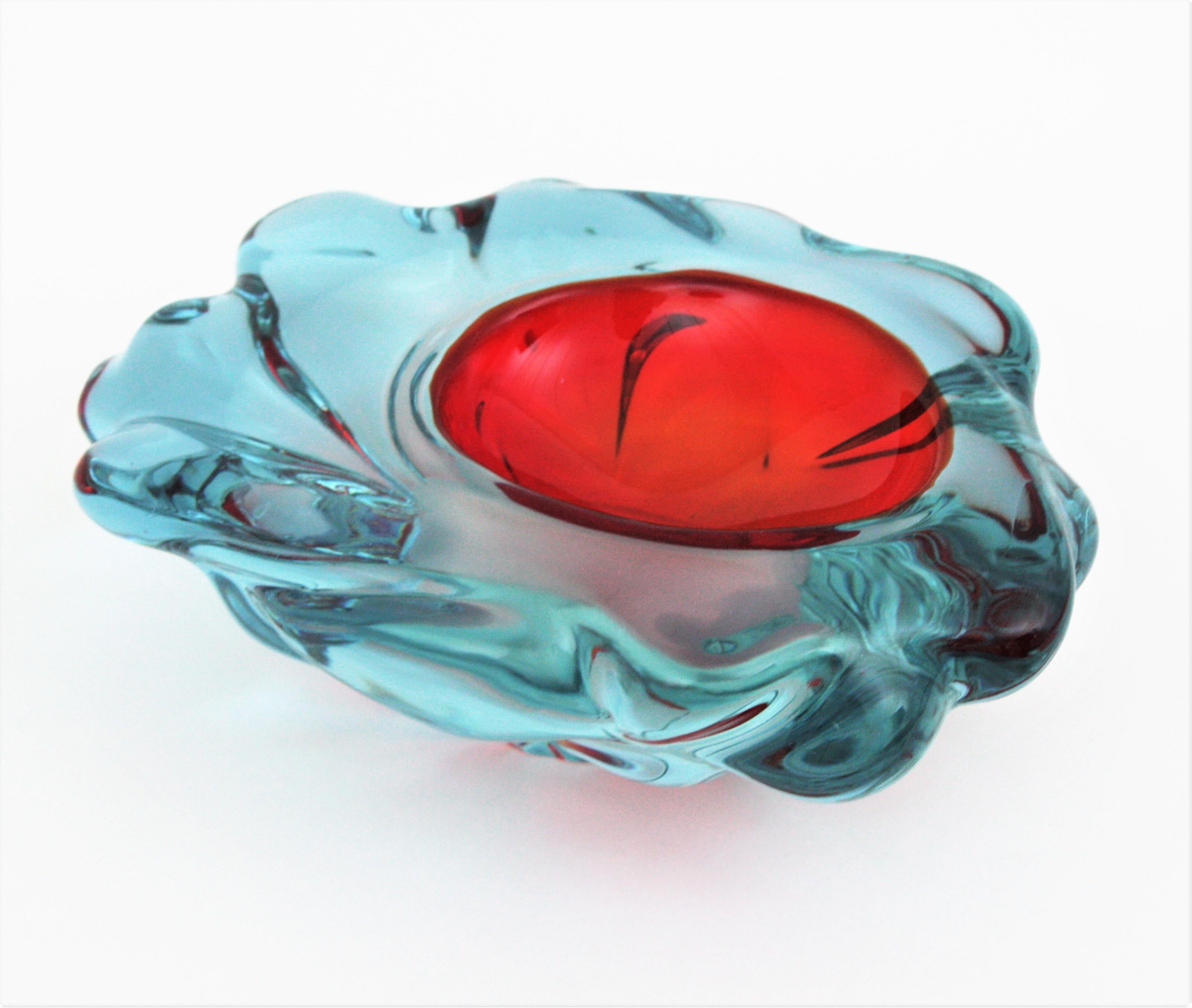 Livio Seguso Murano Lila Rot Blau Alexandrit Kunstglas Schale im Angebot 5