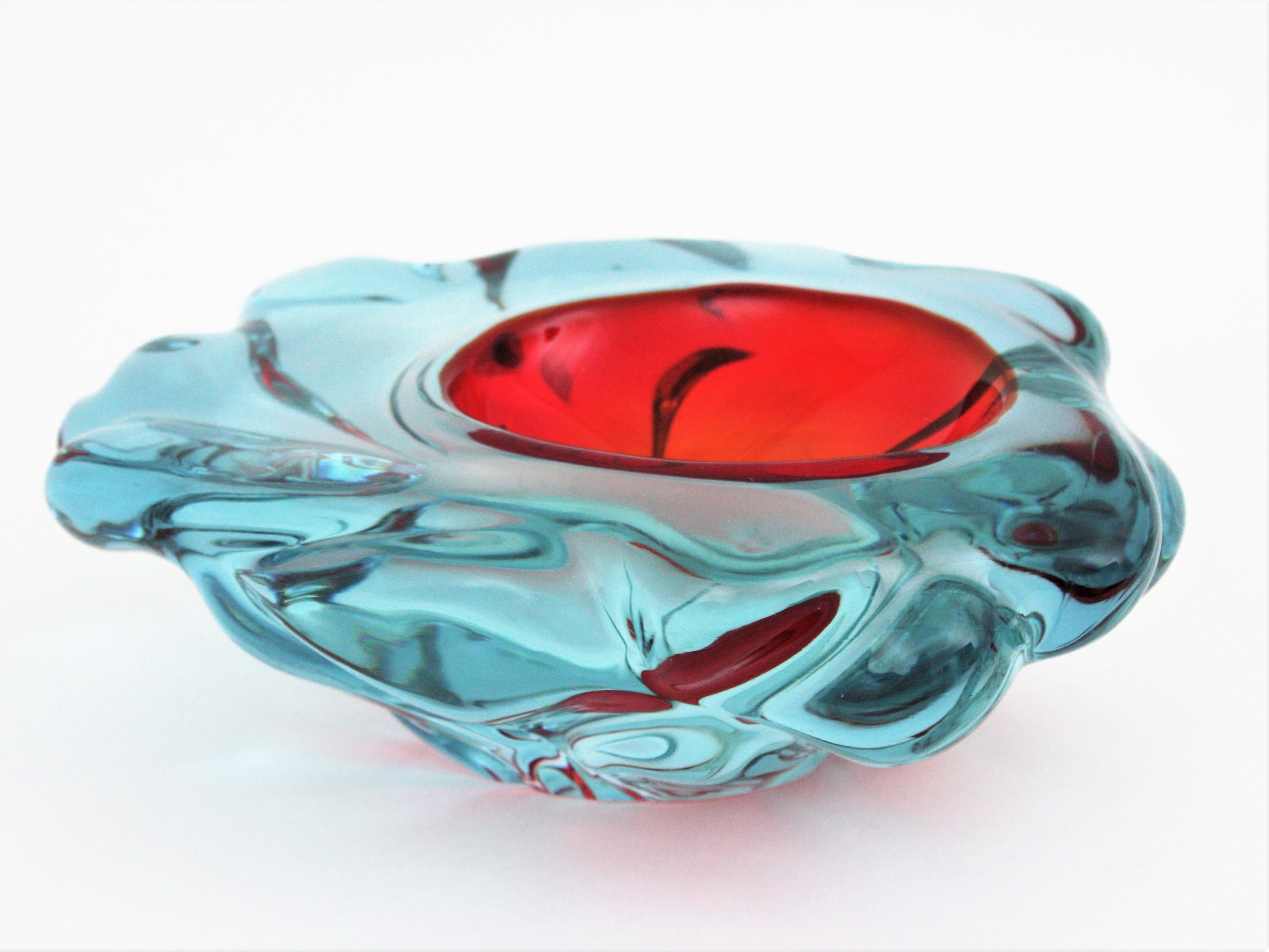 Livio Seguso Murano Lila Rot Blau Alexandrit Kunstglas Schale im Angebot 6