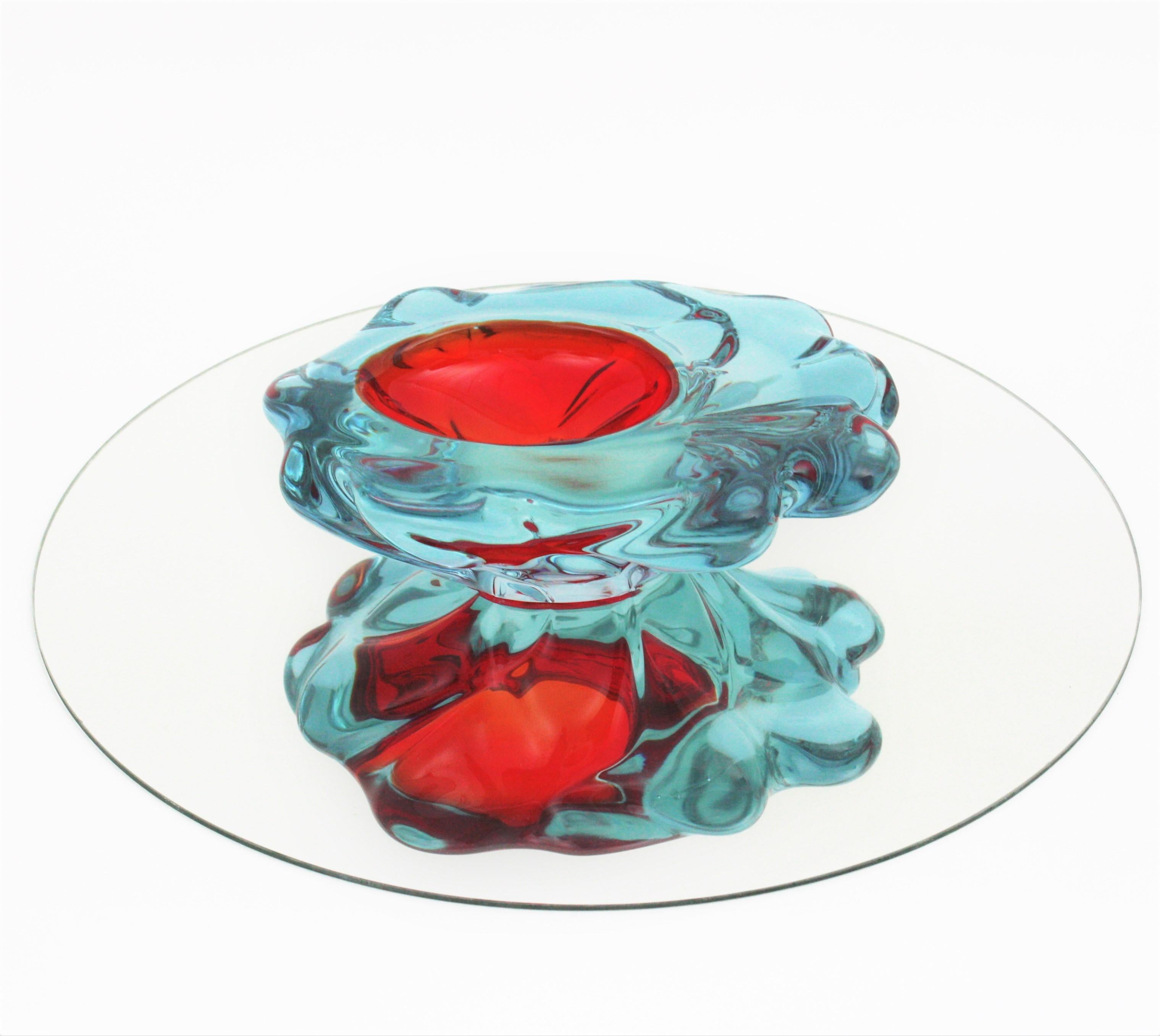 Ciotola in vetro artistico Livio Seguso Murano viola rosso blu alessandrite in vendita 9