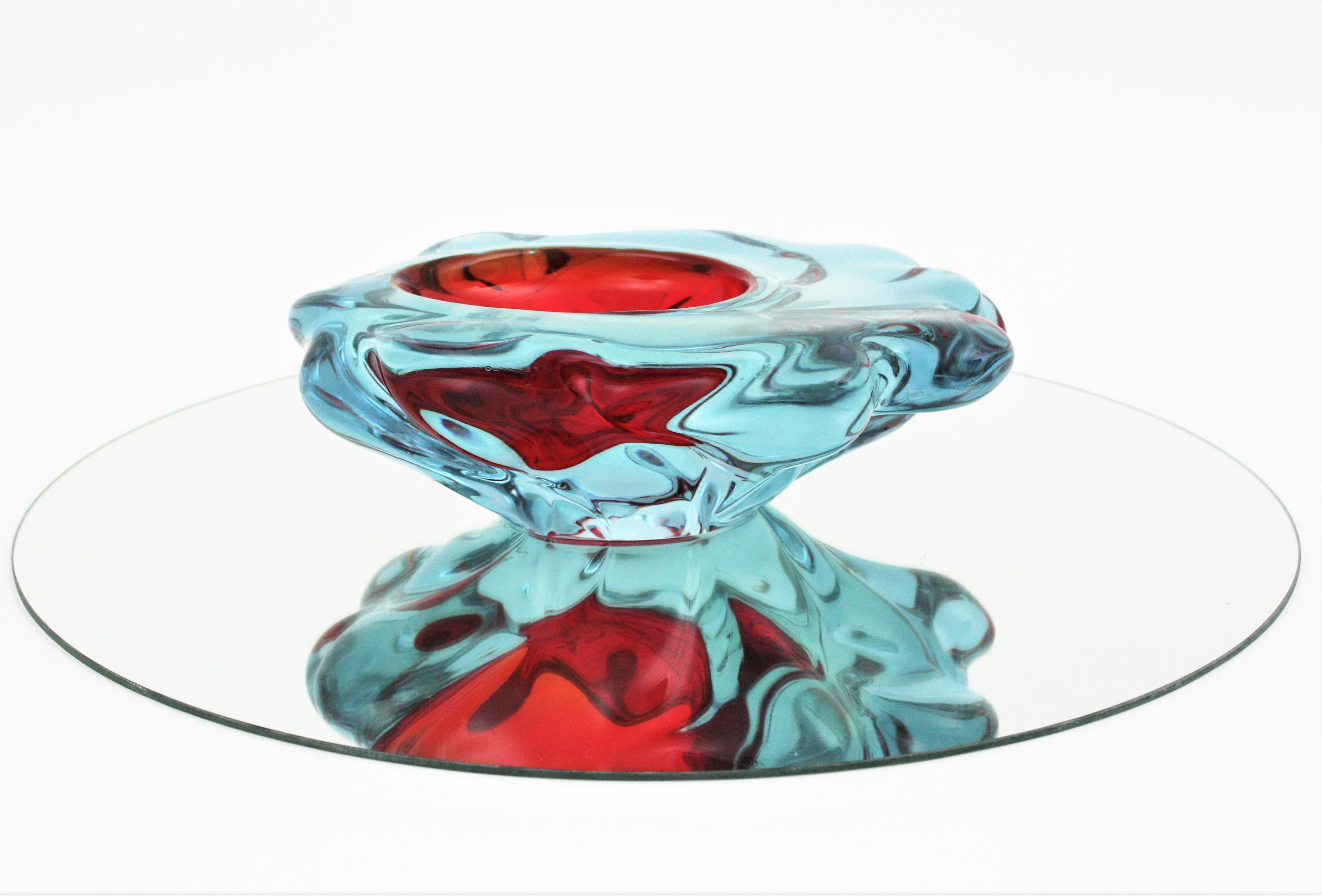 Livio Seguso Murano Lila Rot Blau Alexandrit Kunstglas Schale im Angebot 10