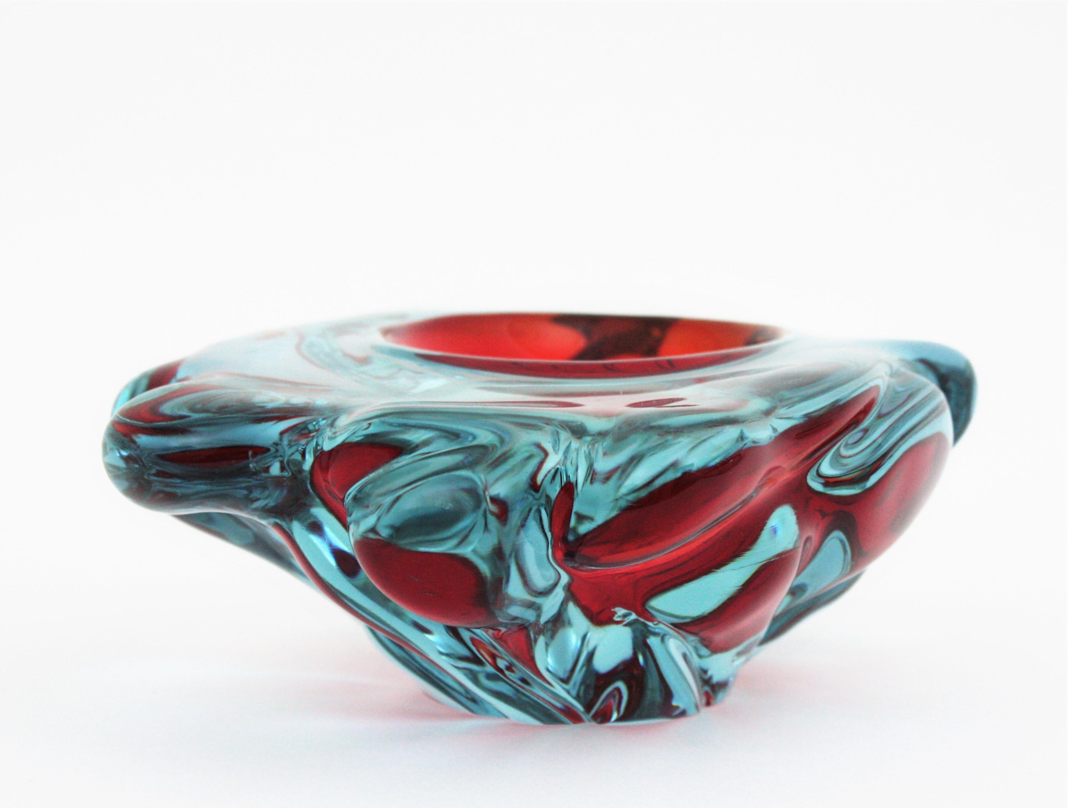 Livio Seguso Murano Lila Rot Blau Alexandrit Kunstglas Schale im Angebot 11