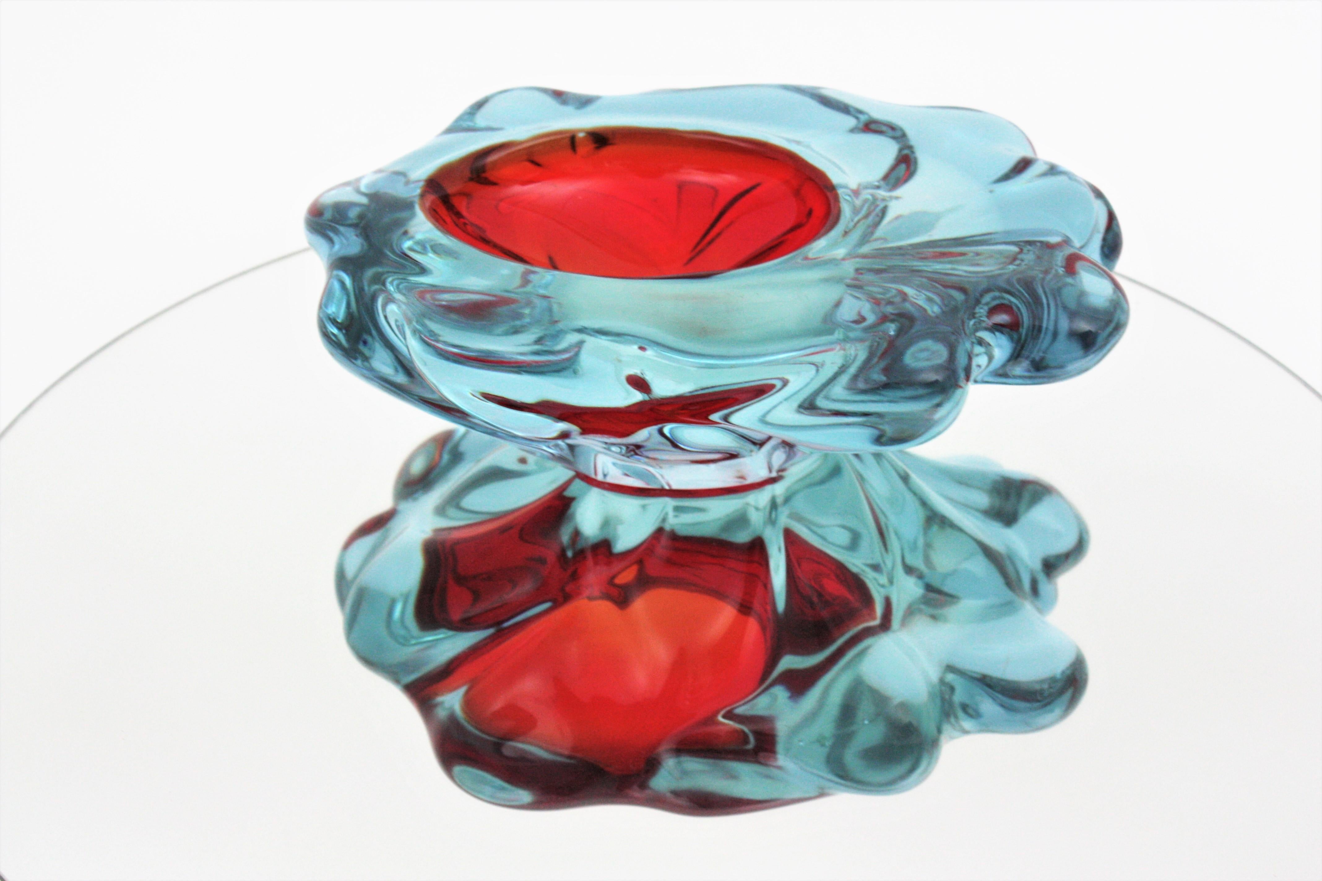 Livio Seguso Murano Purple Red Blue Alexandrite Art Glass Bowl In Good Condition For Sale In Barcelona, ES