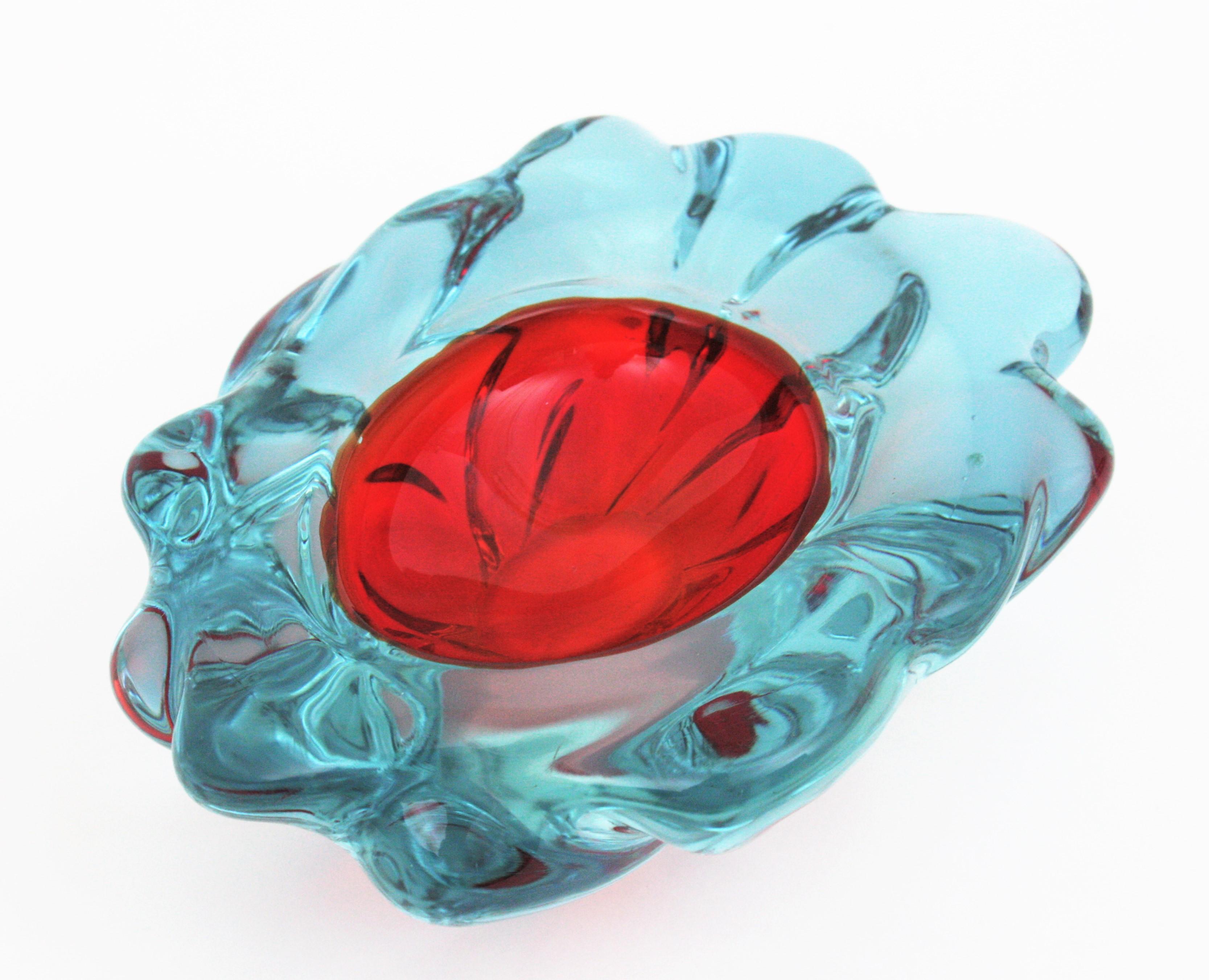 Ciotola in vetro artistico Livio Seguso Murano viola rosso blu alessandrite in vendita 2