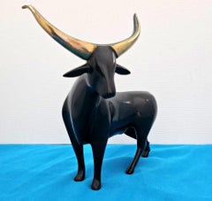 Signed Loet Vanderveen Bronze Bull Sculpture, Mid-Century Modern, 160/500