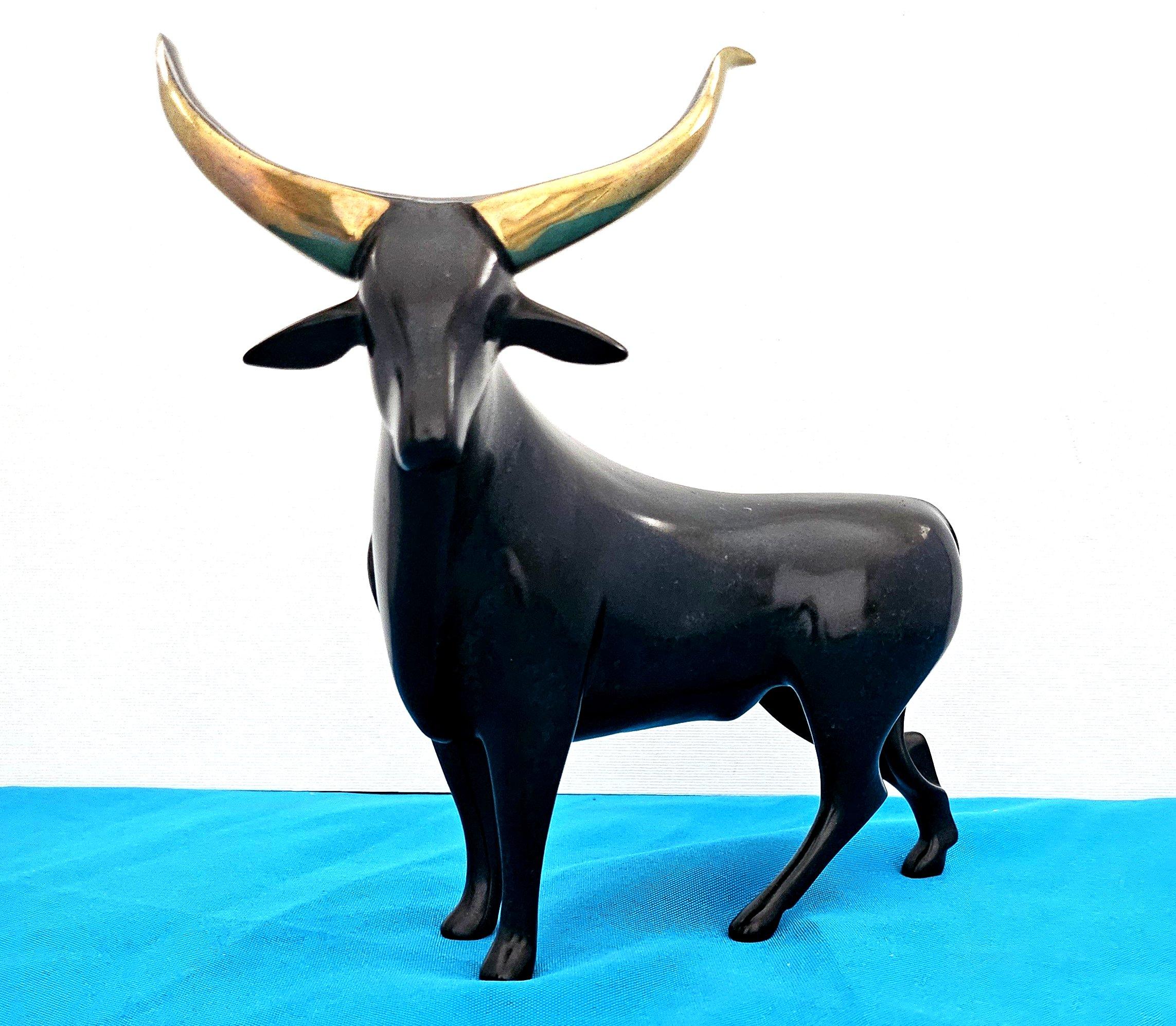Olandese Scultura di toro in bronzo firmata Loet Vanderveen, 160/500 in vendita